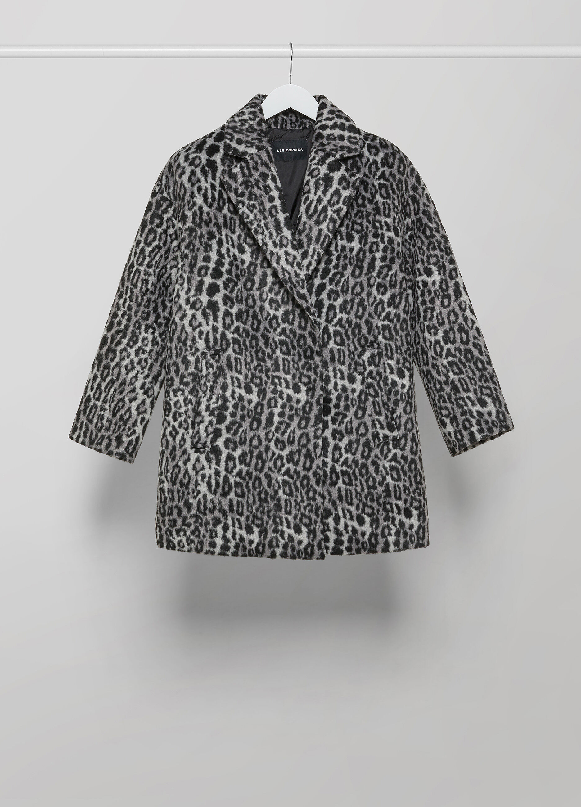 Wool blend coat with animal print