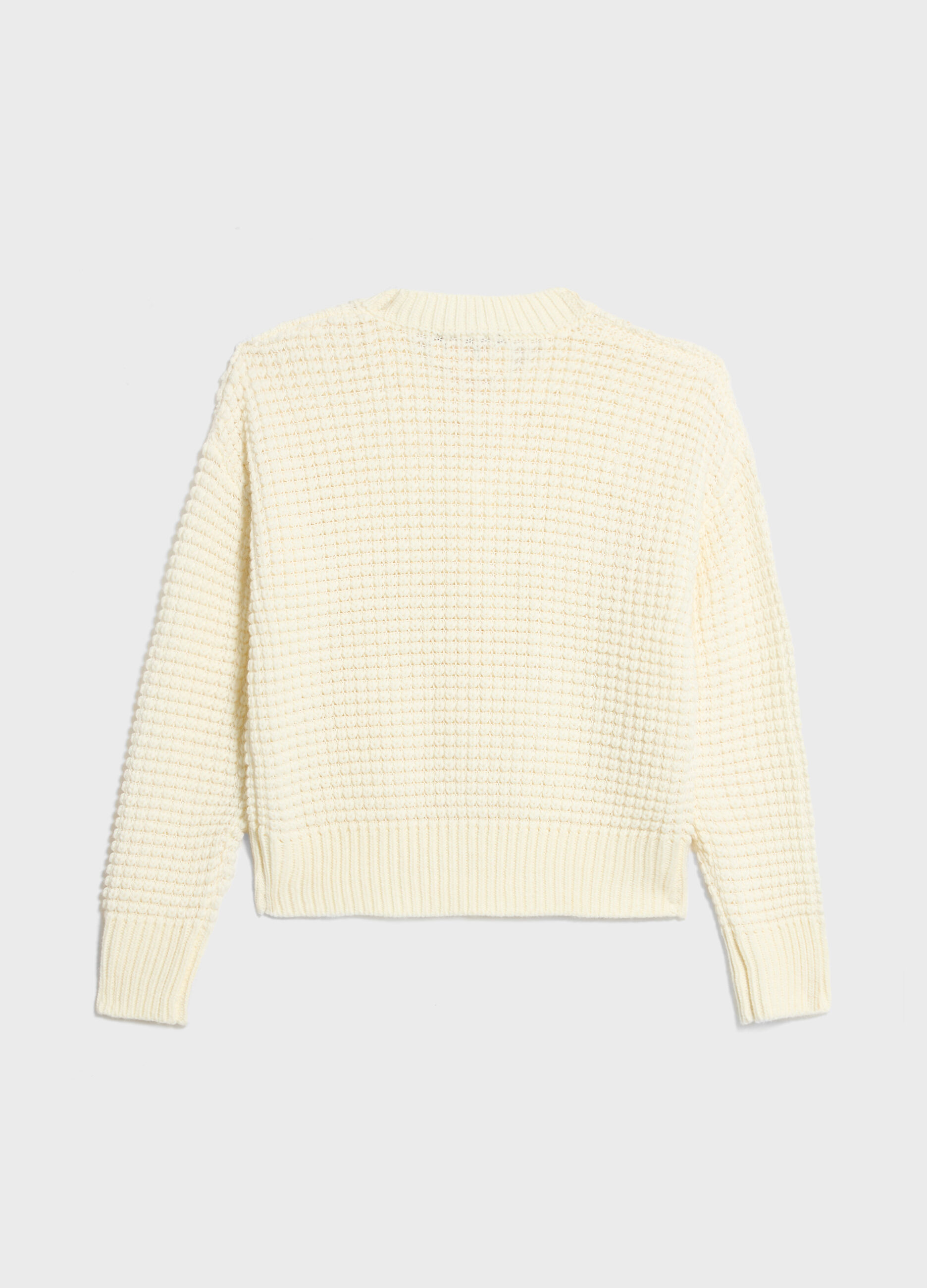 Knitted sweater with round neck in alpaca and wool blend