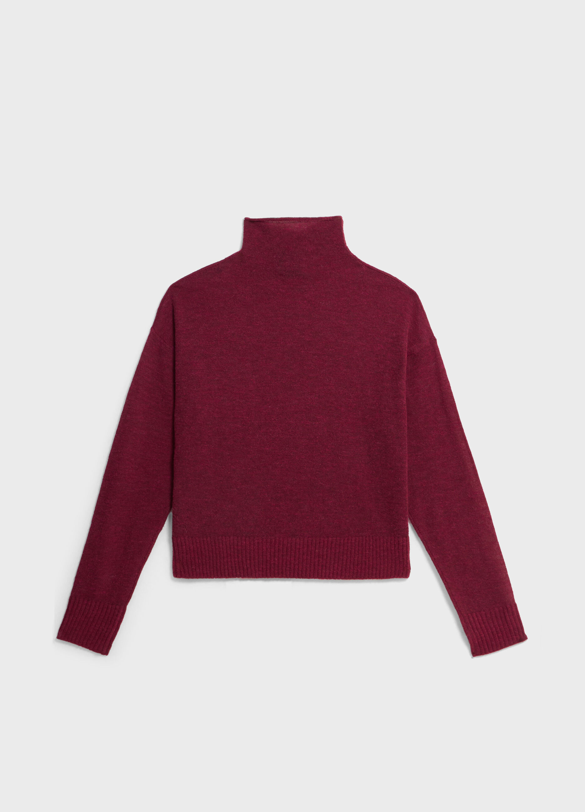 Knitted sweater with high neck