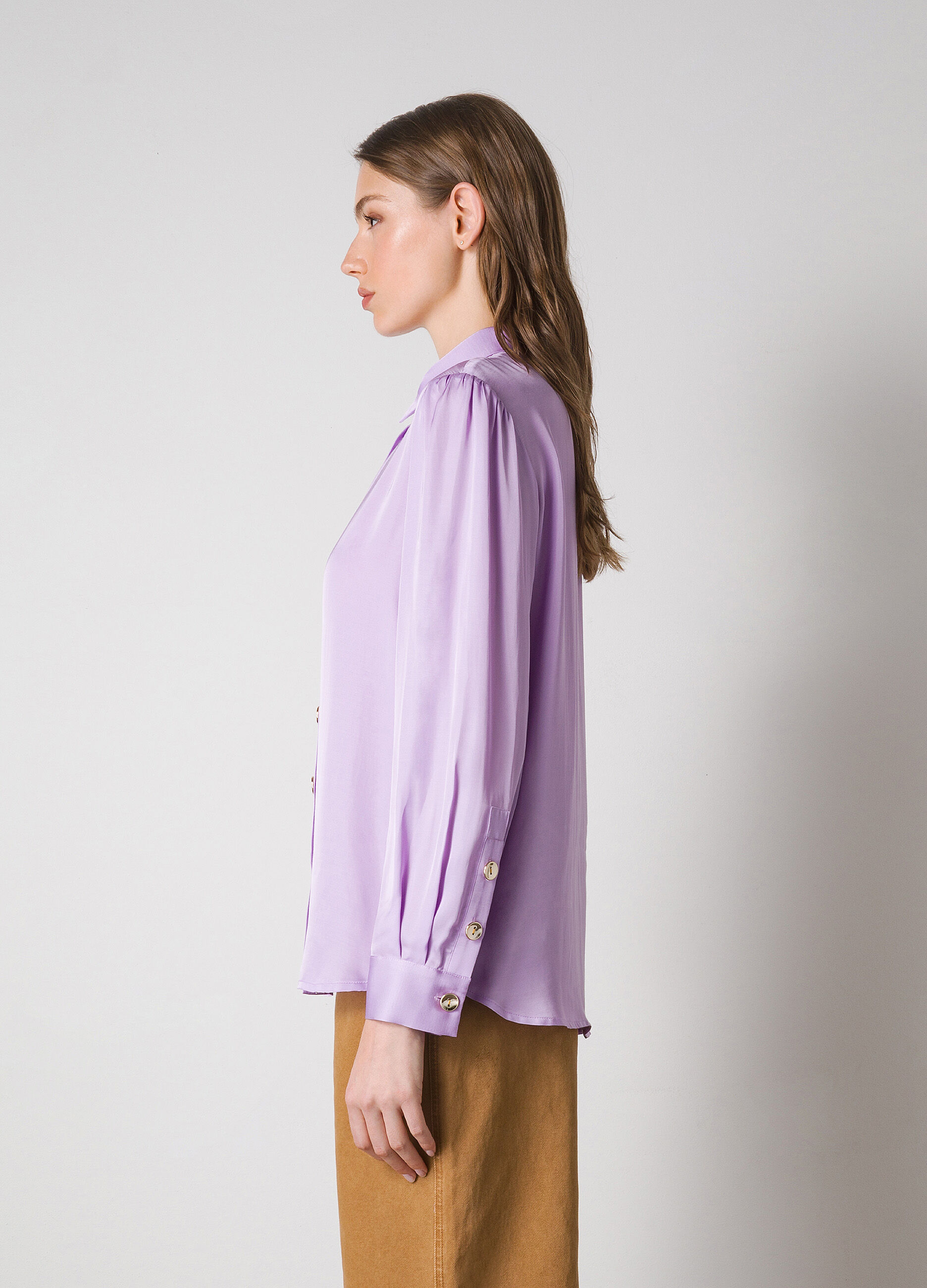Gathered long-sleeved shirt_3