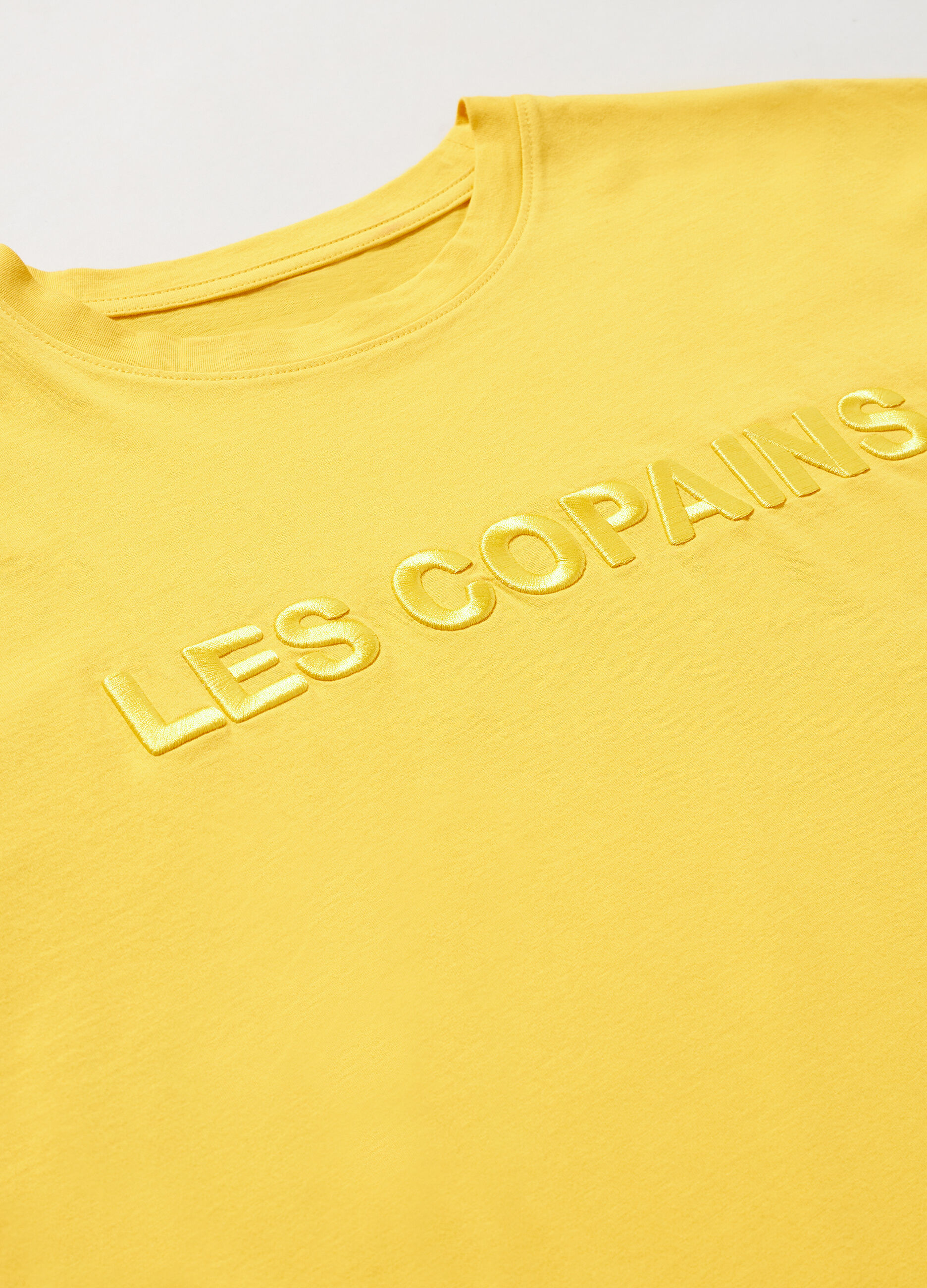 Yellow pure cotton t-shirt with logo_6