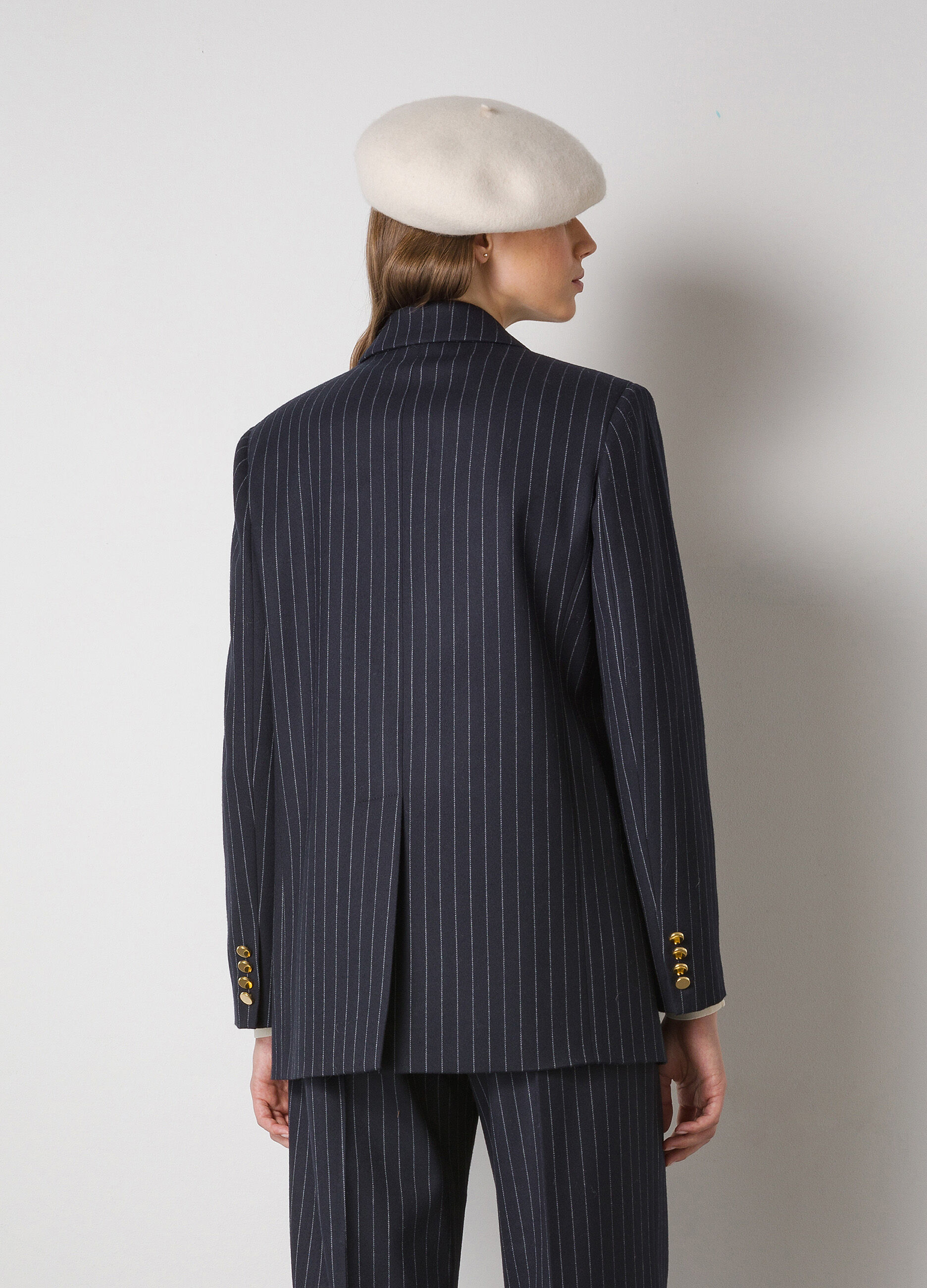 Double-breasted pinstripe blazer