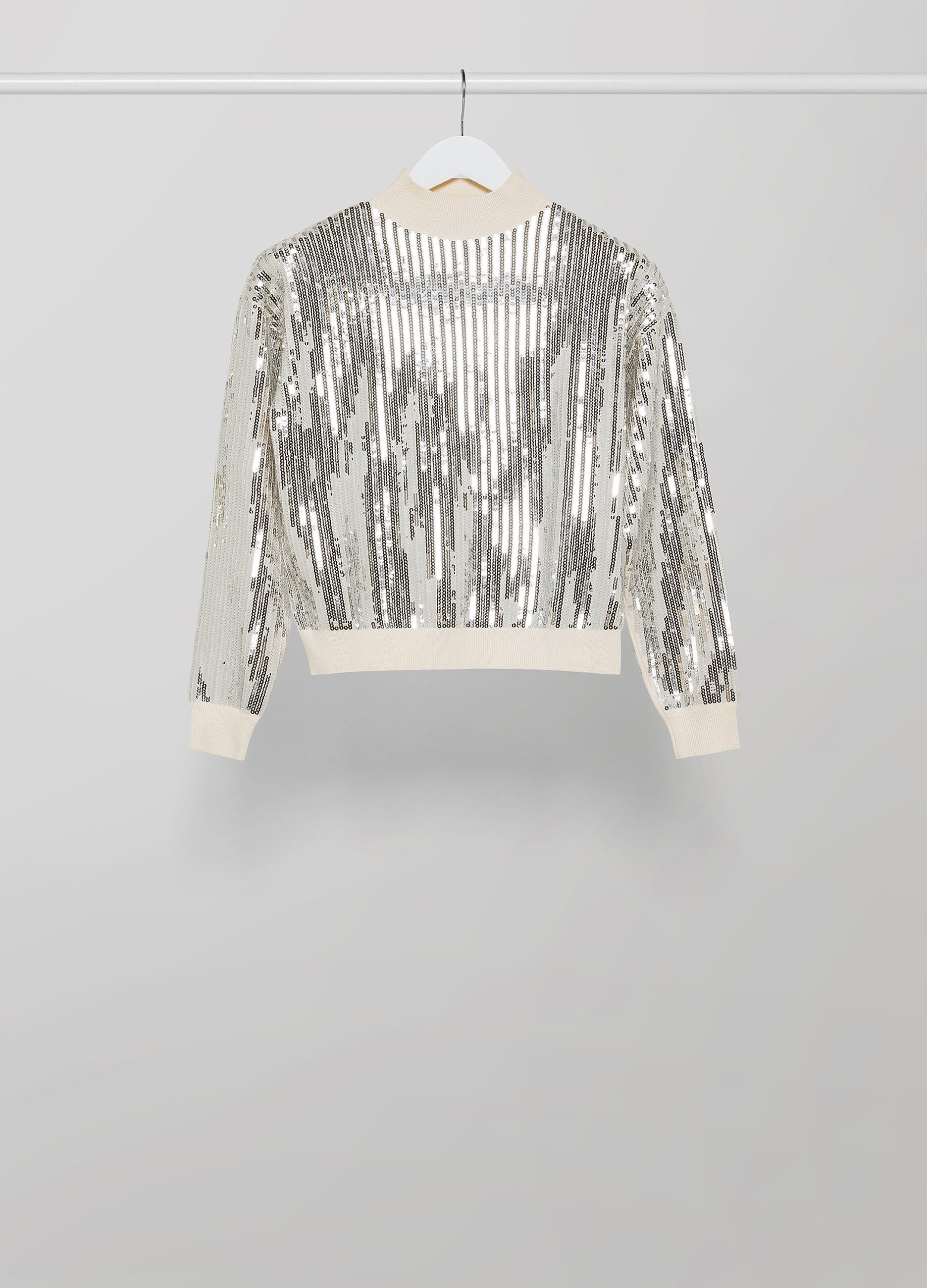 Woman s White sequin turtleneck sweater LES COPAINS