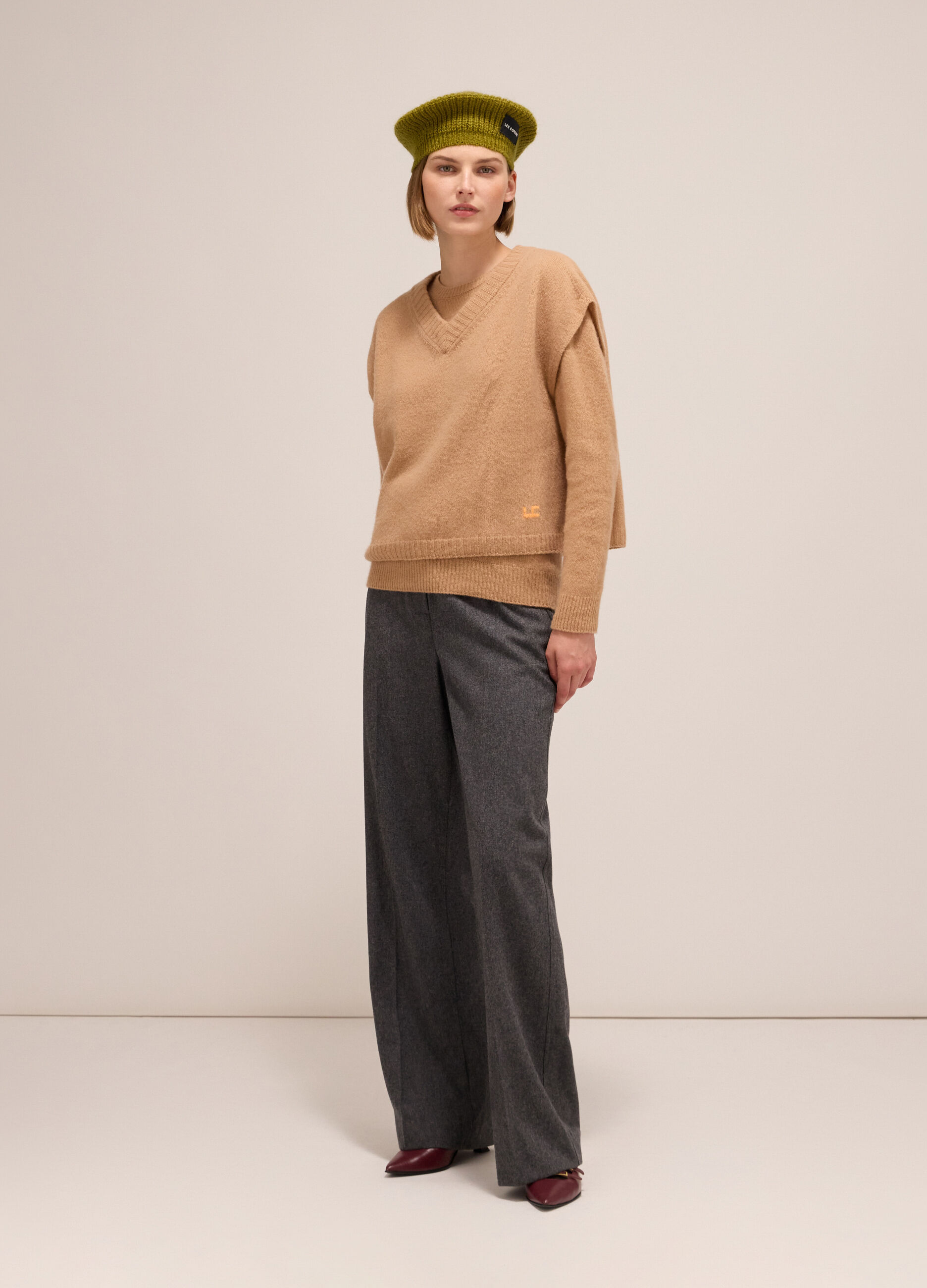 Knitted gilet in cashmere and merino wool