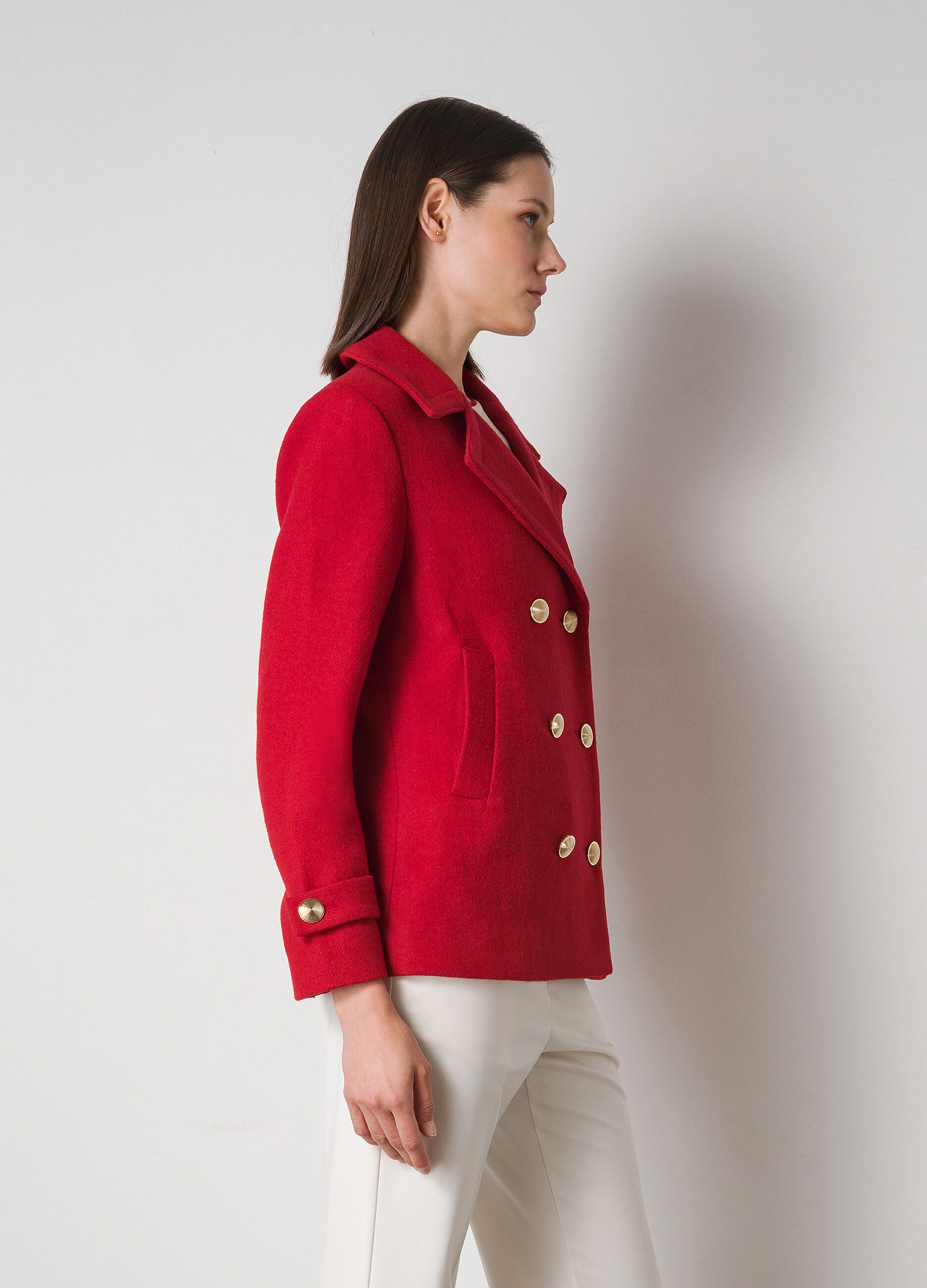 Wool-blend double-breasted coat