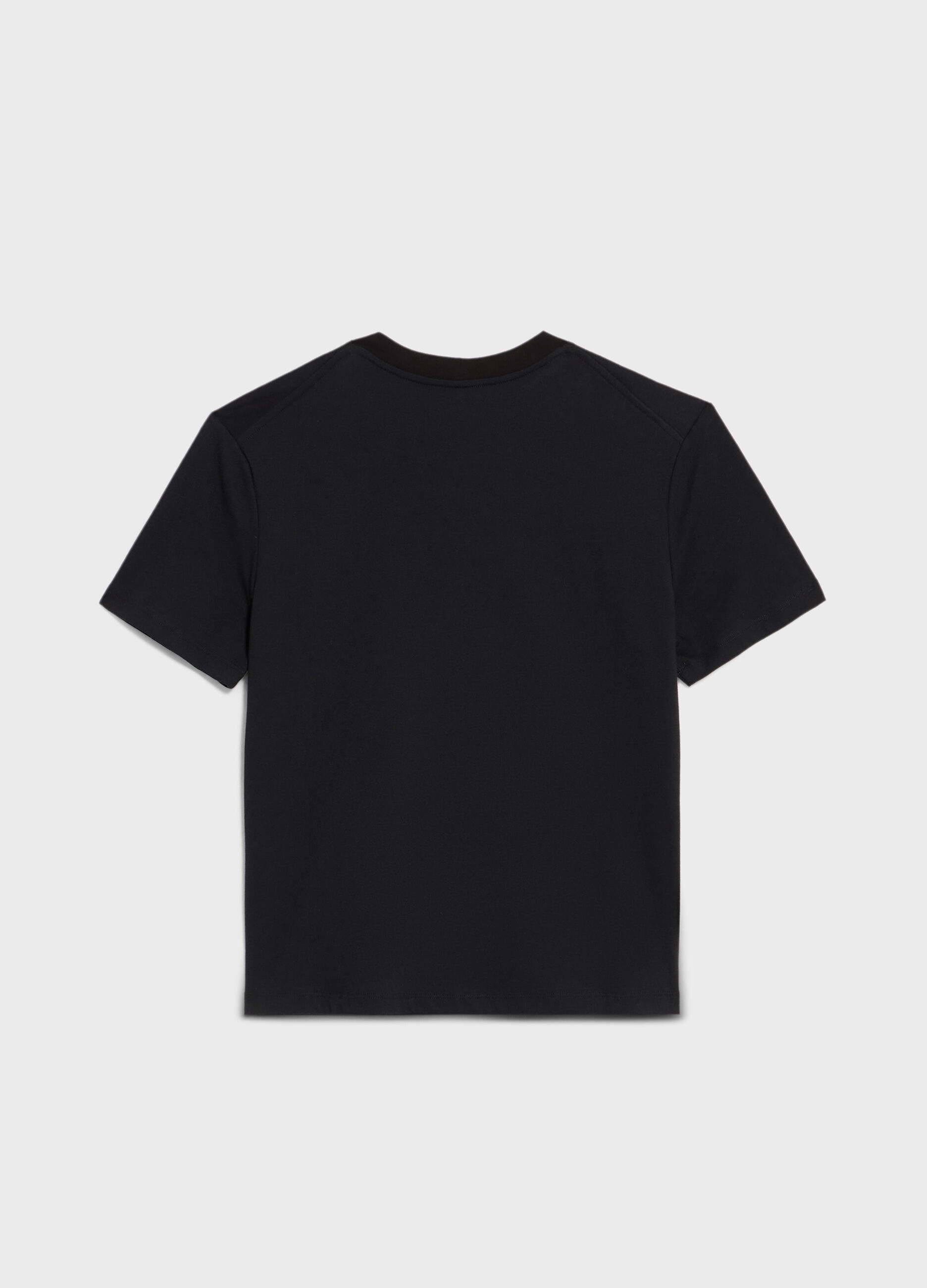Stretch cotton T-shirt with diamantés