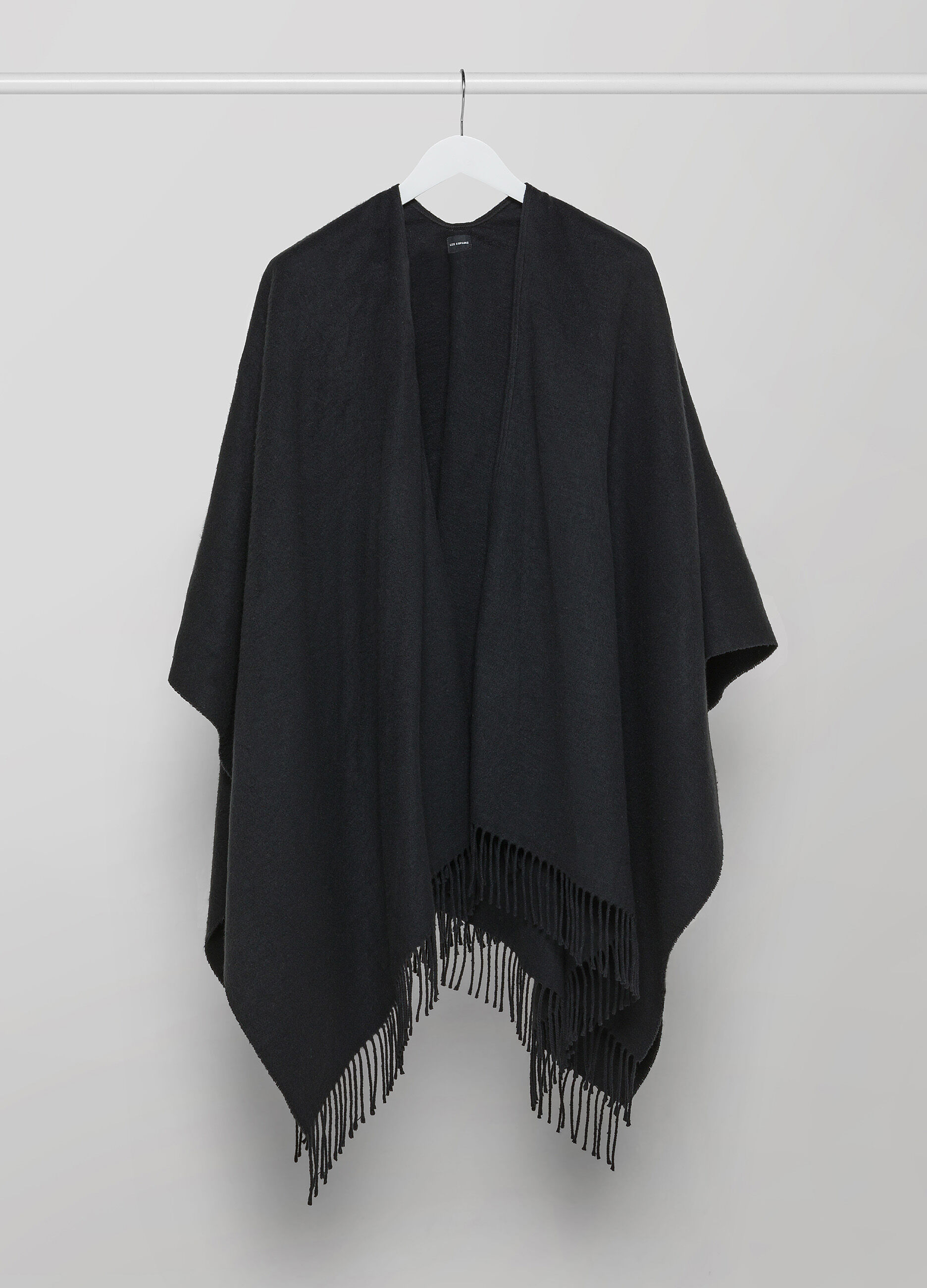 Black cotton blend shawl scarf