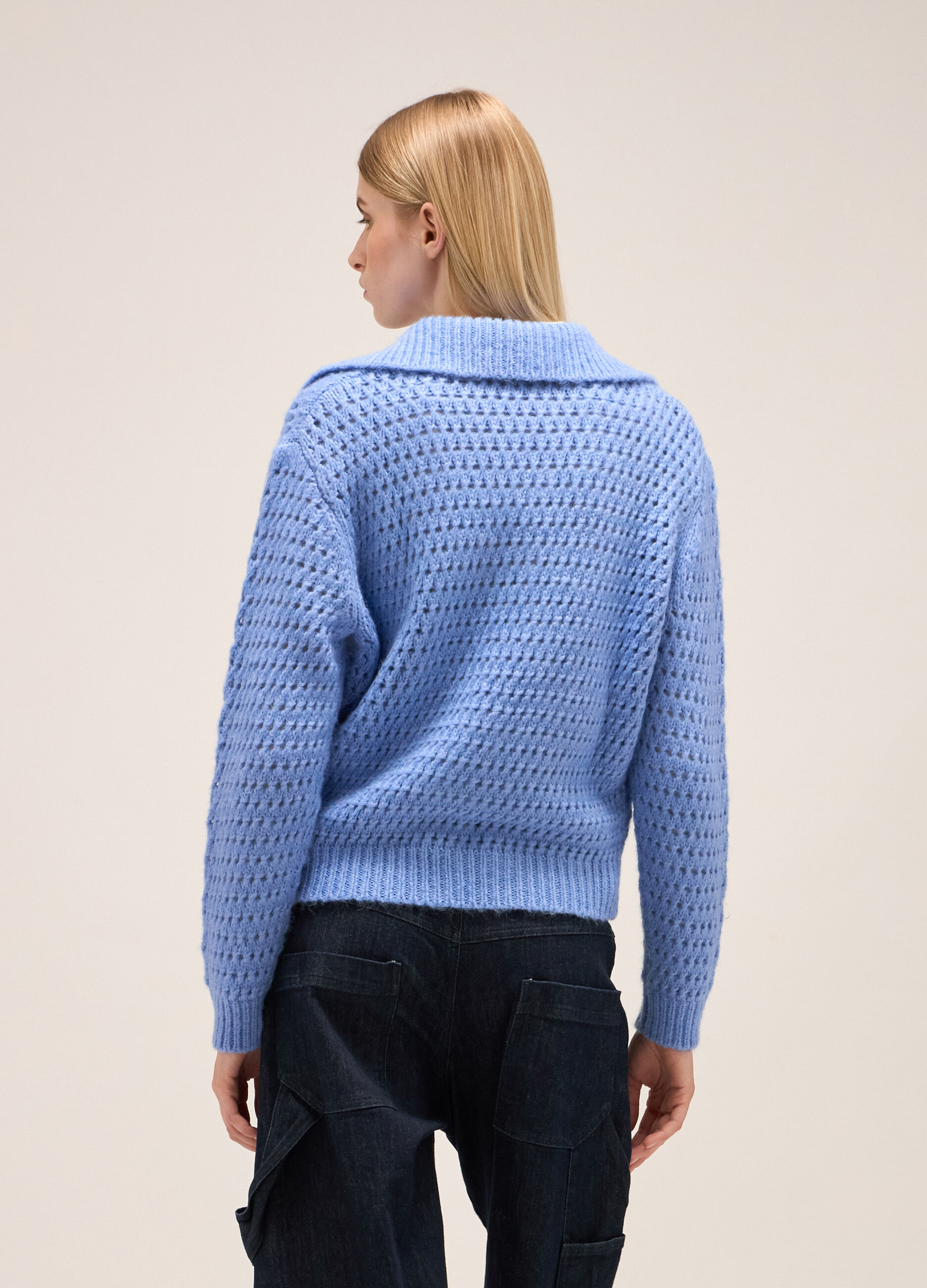 Polo shirt in alpaca, wool and cotton blend