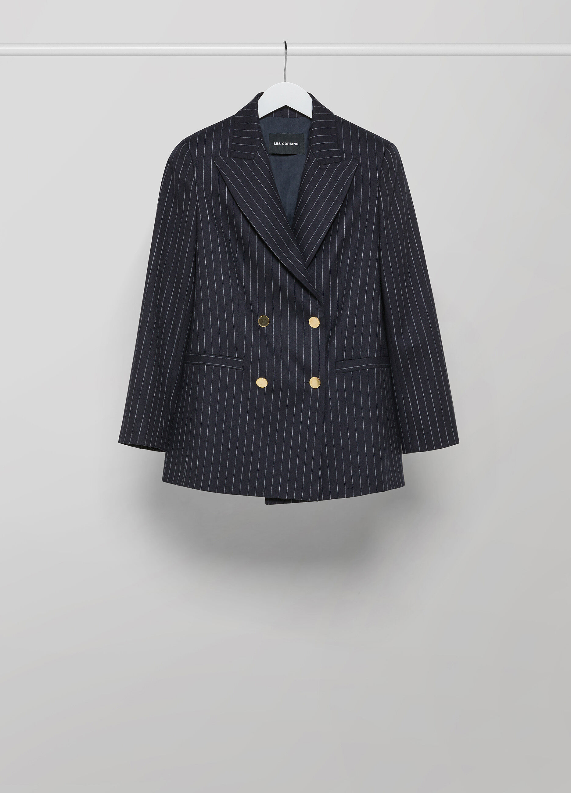 Double-breasted pinstripe blazer