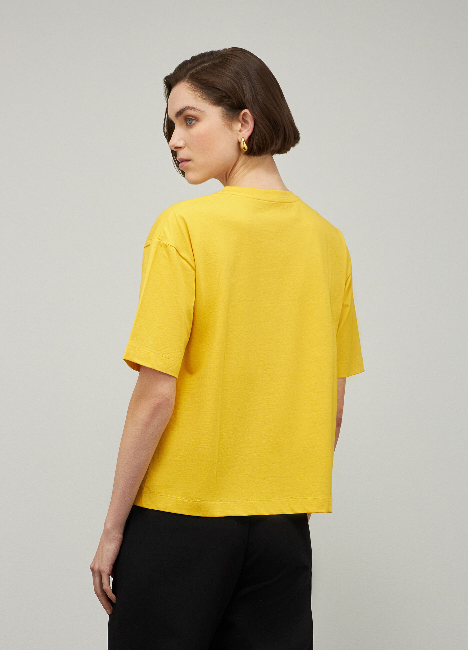Yellow pure cotton t-shirt with logo_2
