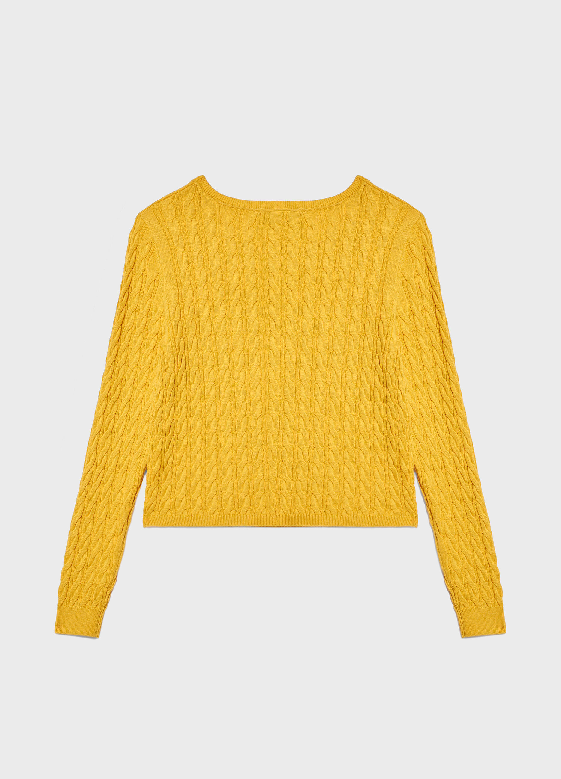 Yellow cotton and silk tricot sweater_5