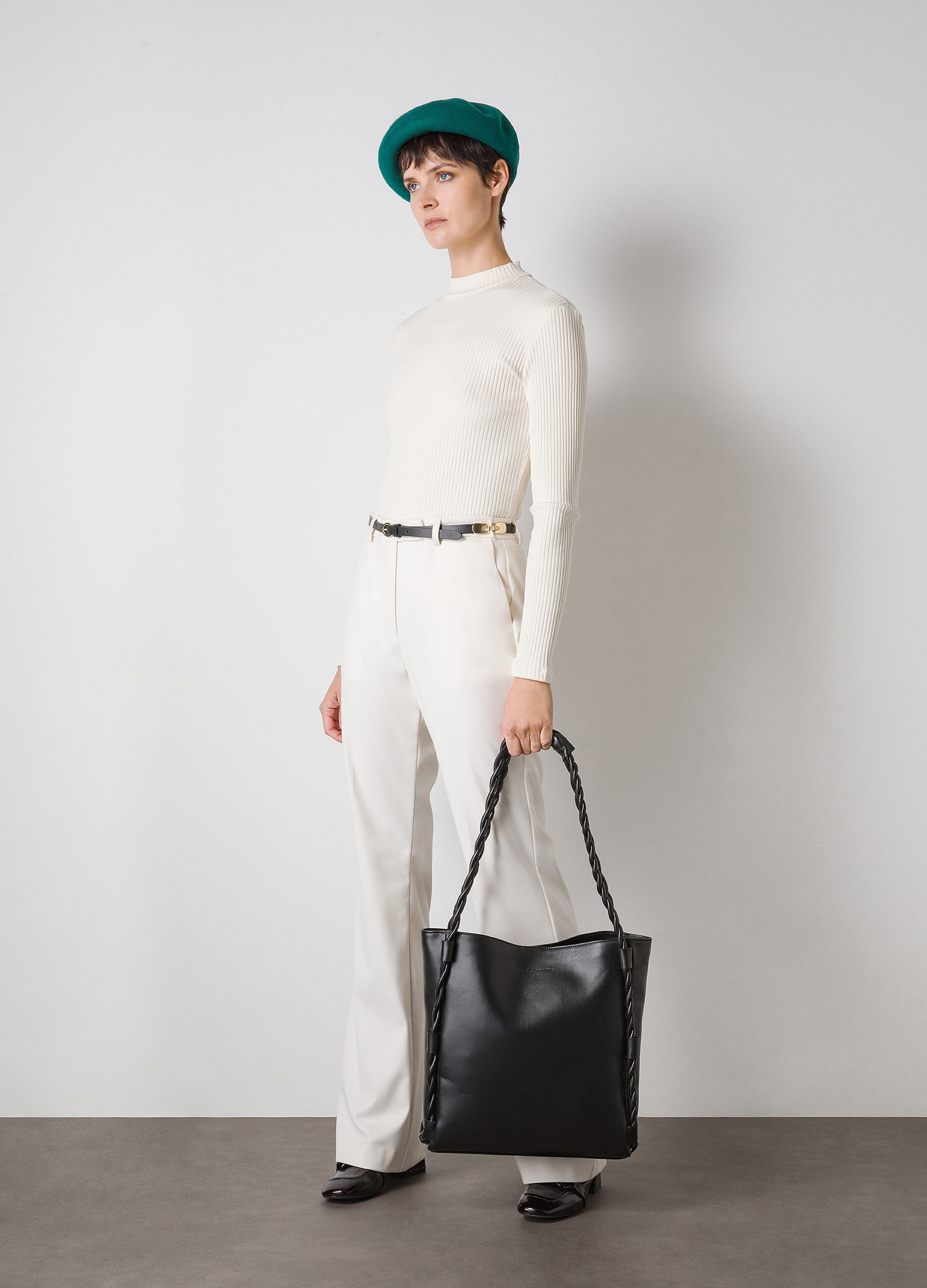 White silk blend tricot top