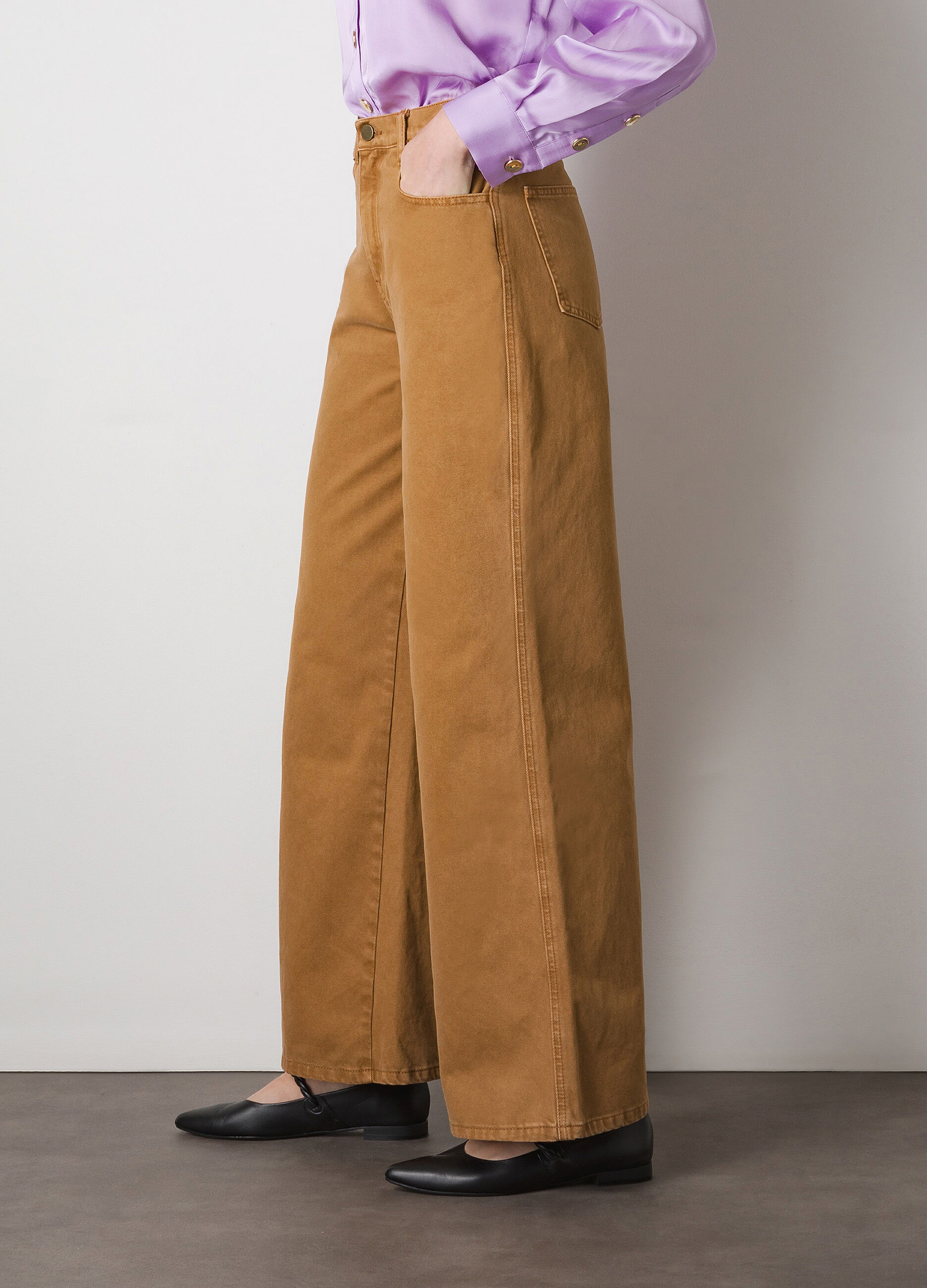 Pure cotton wide leg denim