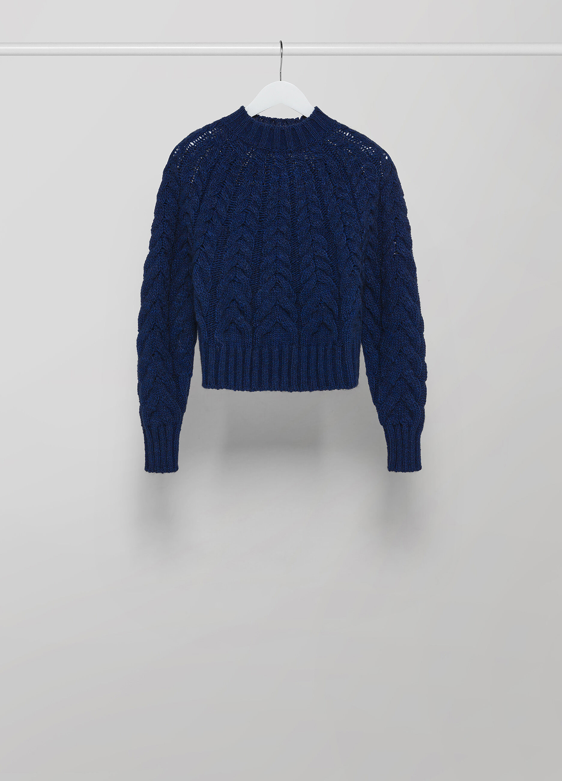Round-neck tricot in wool and alpaca blend