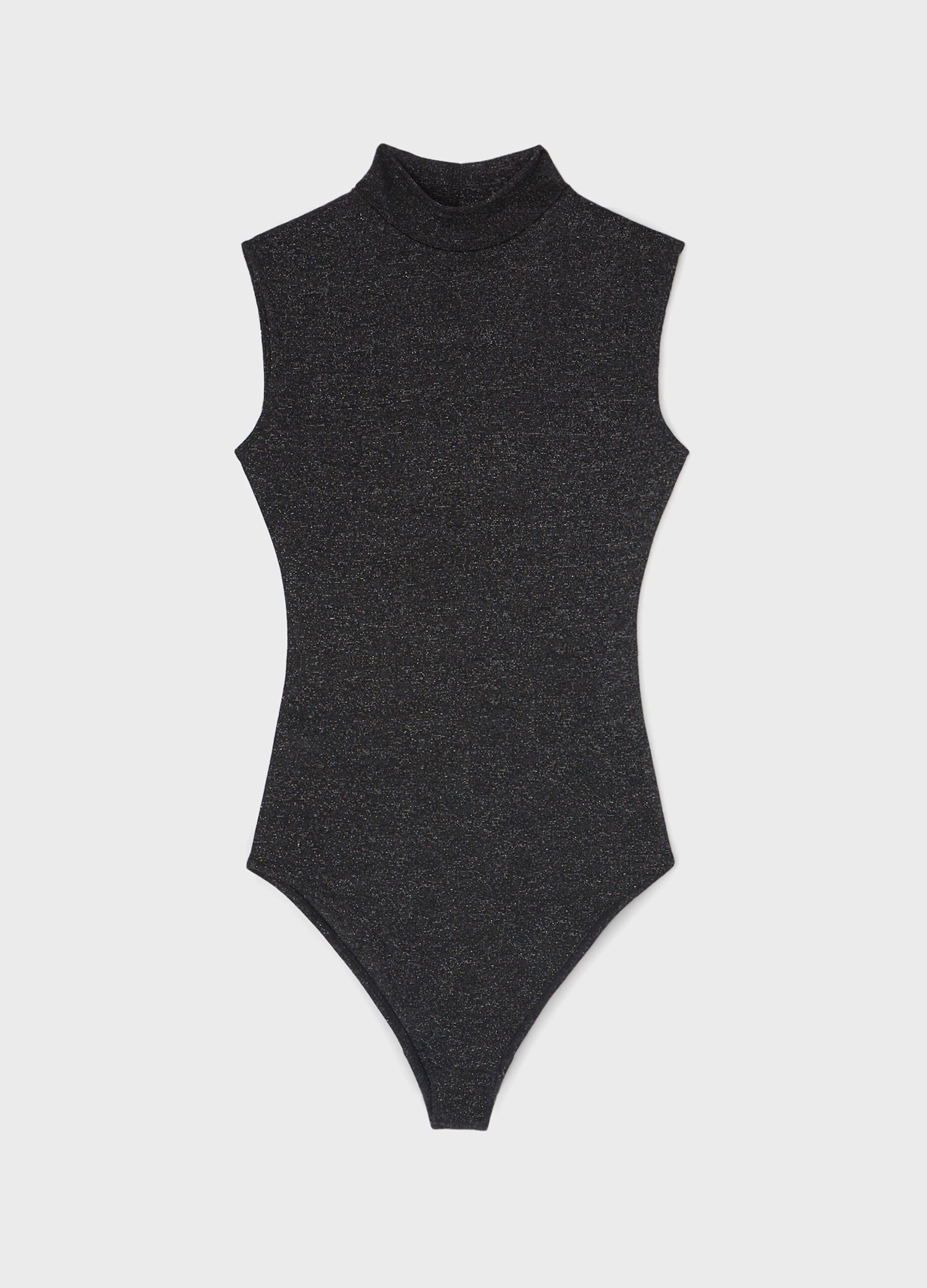 Turtle-neck metallic effect bodysuit