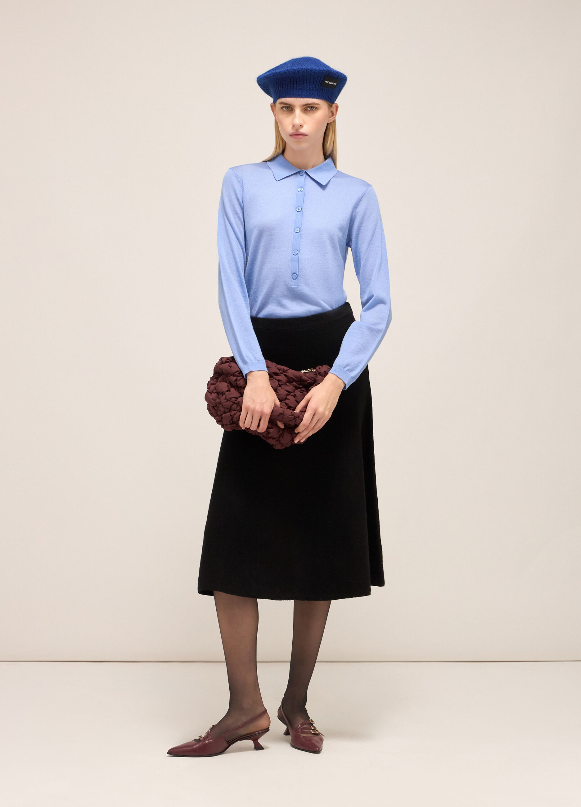 Midi skirt in wool blend knit