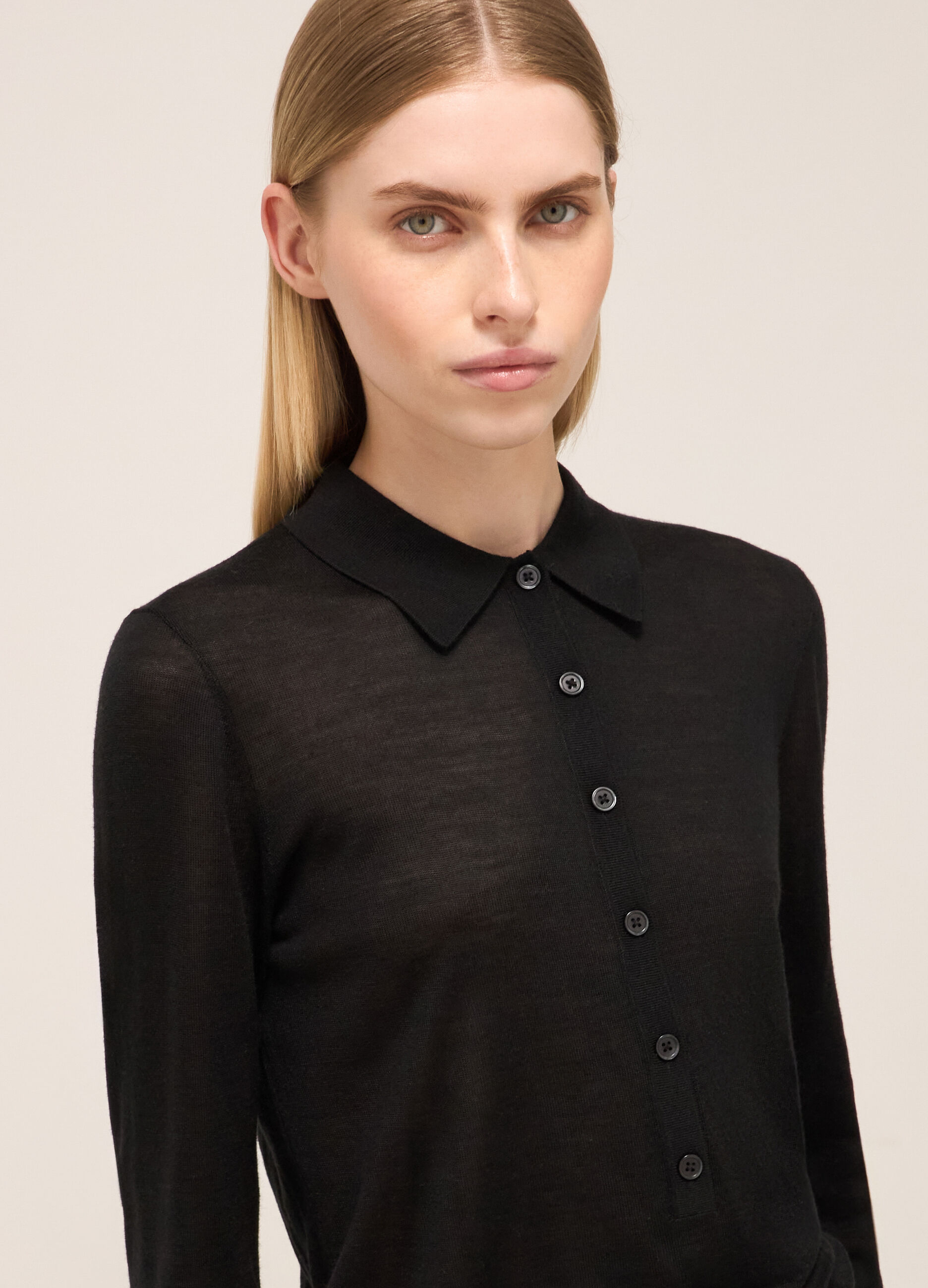 Polo neck with long sleeves in wool blend