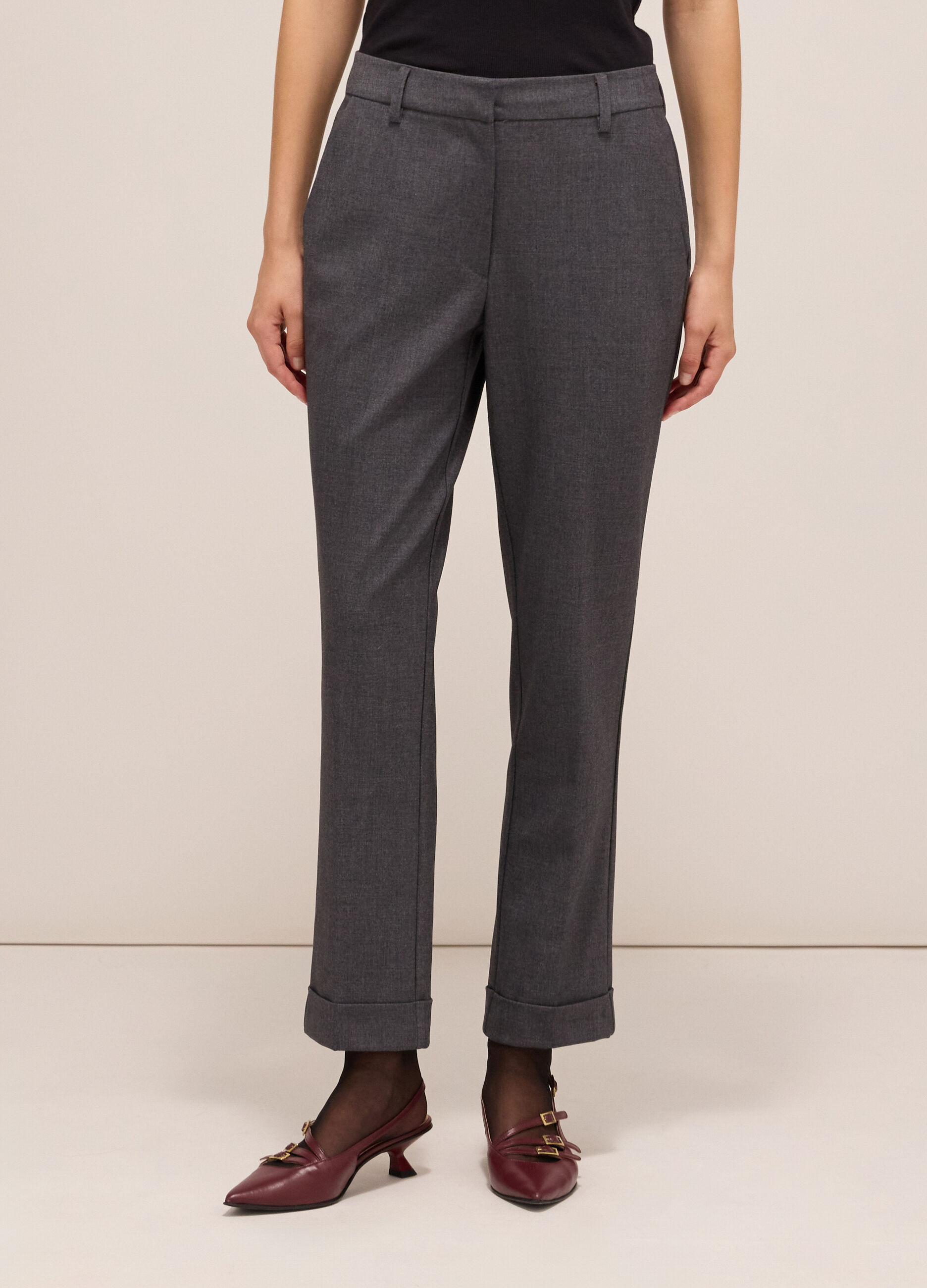 Cigarette trousers with turn-ups