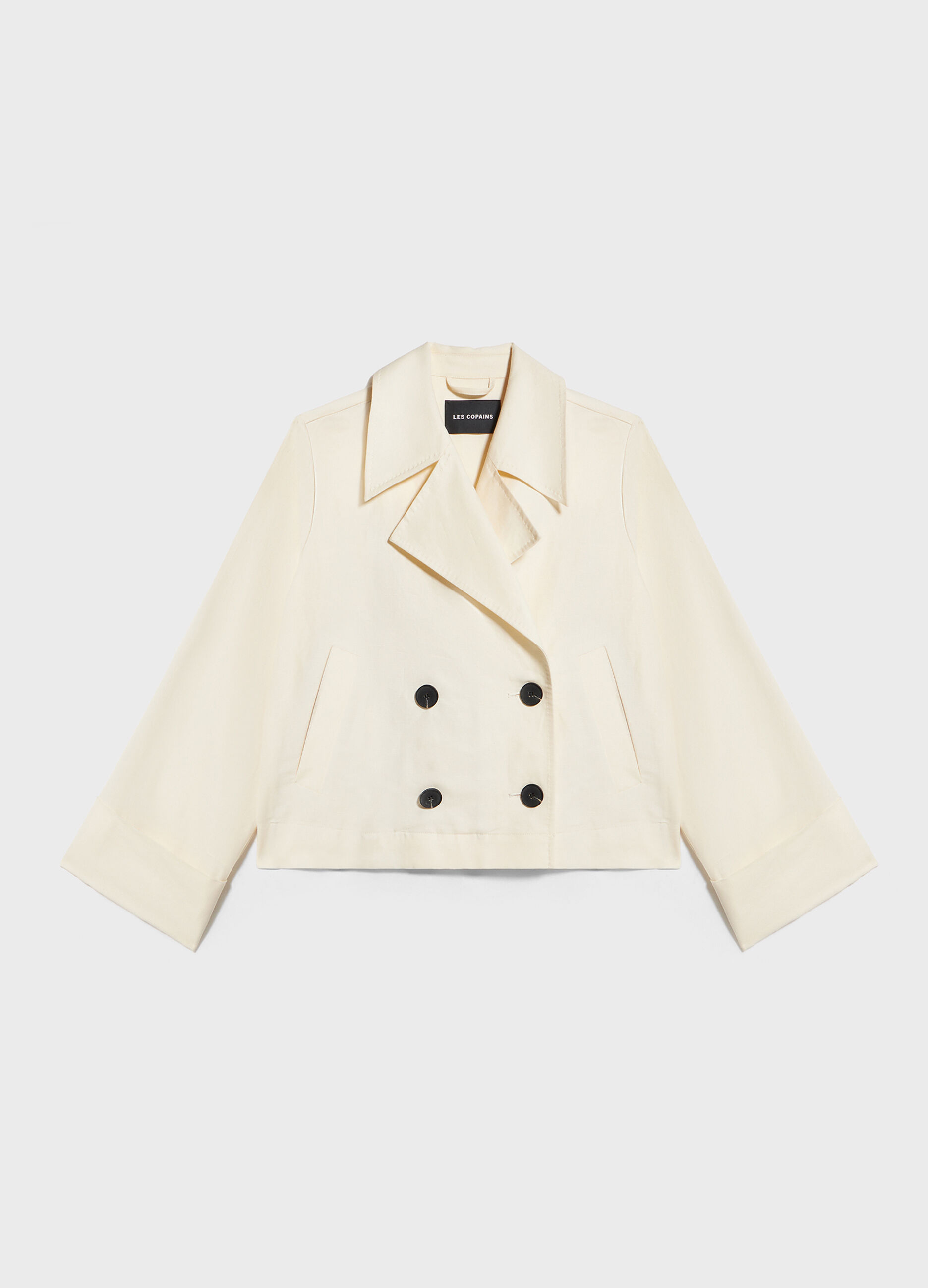 Linen and cotton blend short trench coat