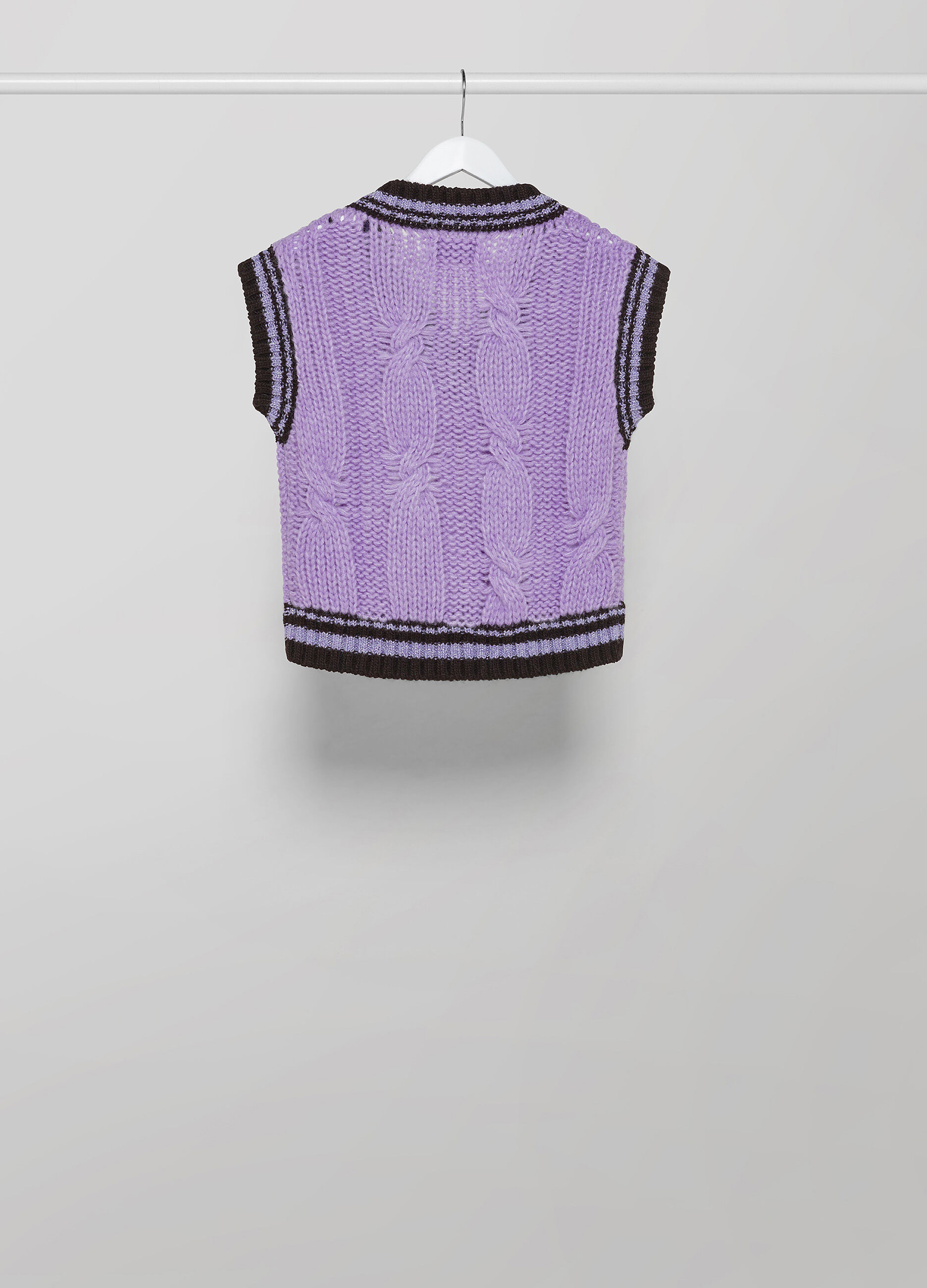 Mohair wool-blend tricot waistcoat with V-neck