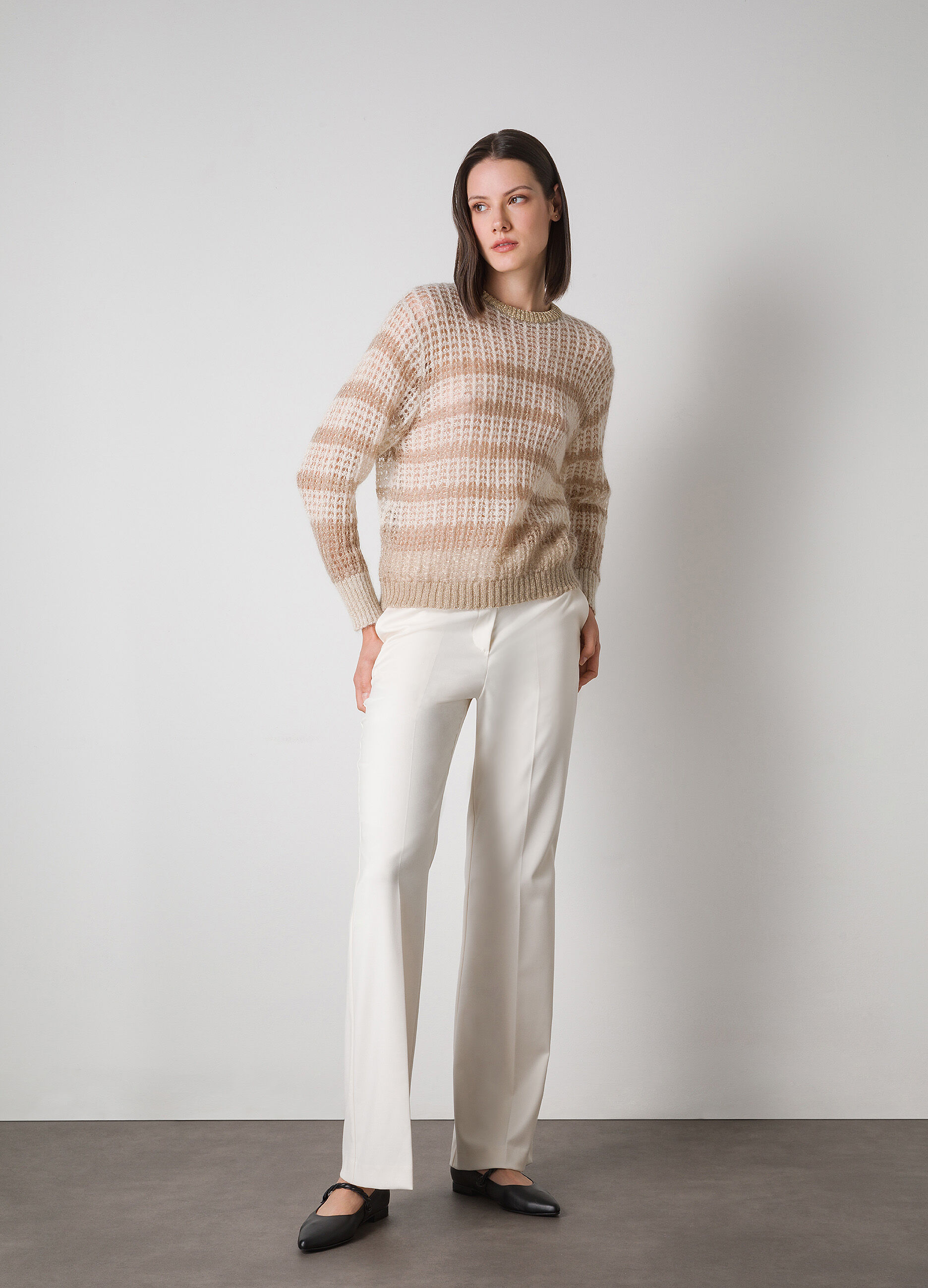 Striped mohair wool blend and lurex pullover_1
