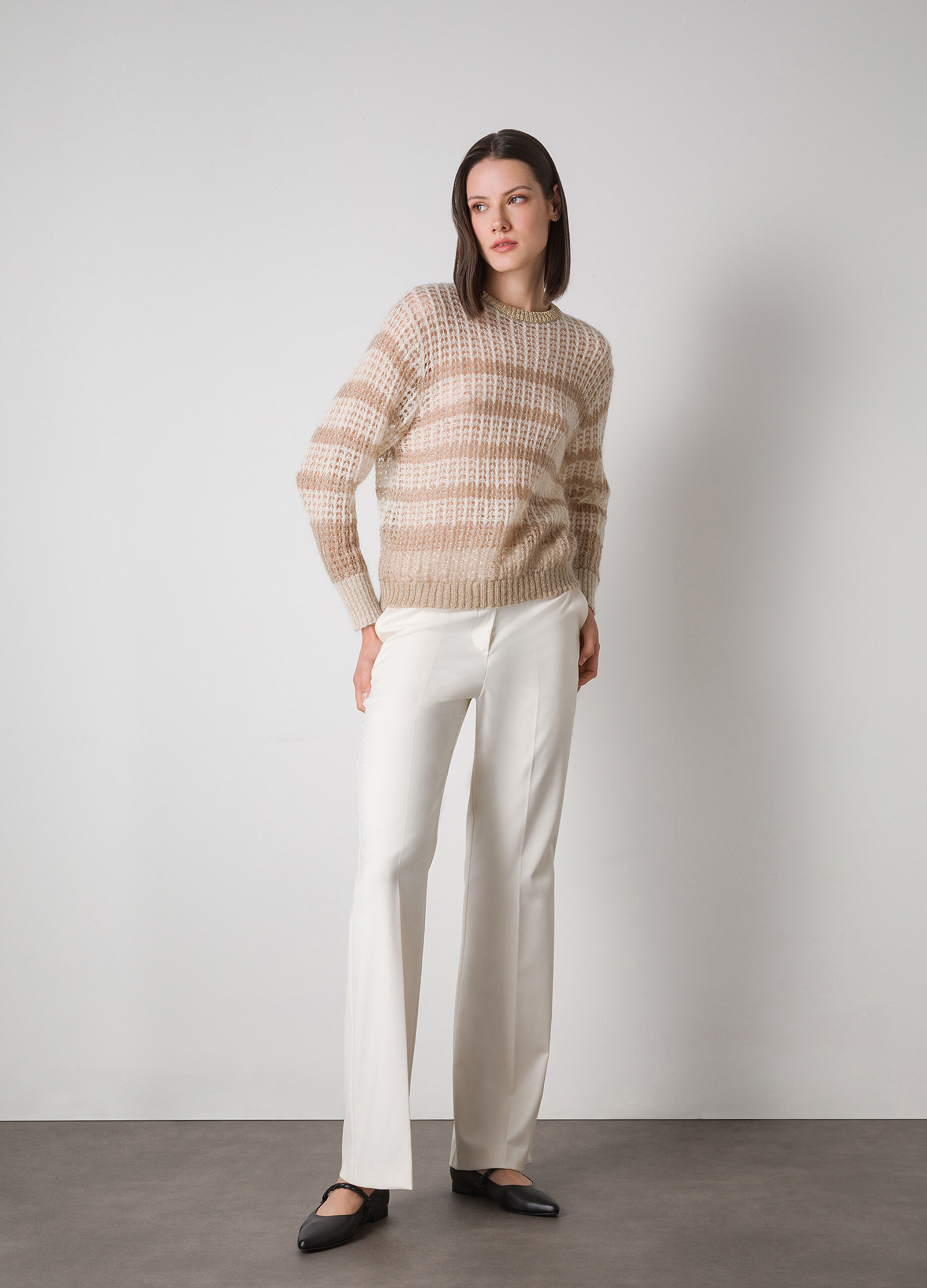 Striped mohair wool blend and lurex pullover