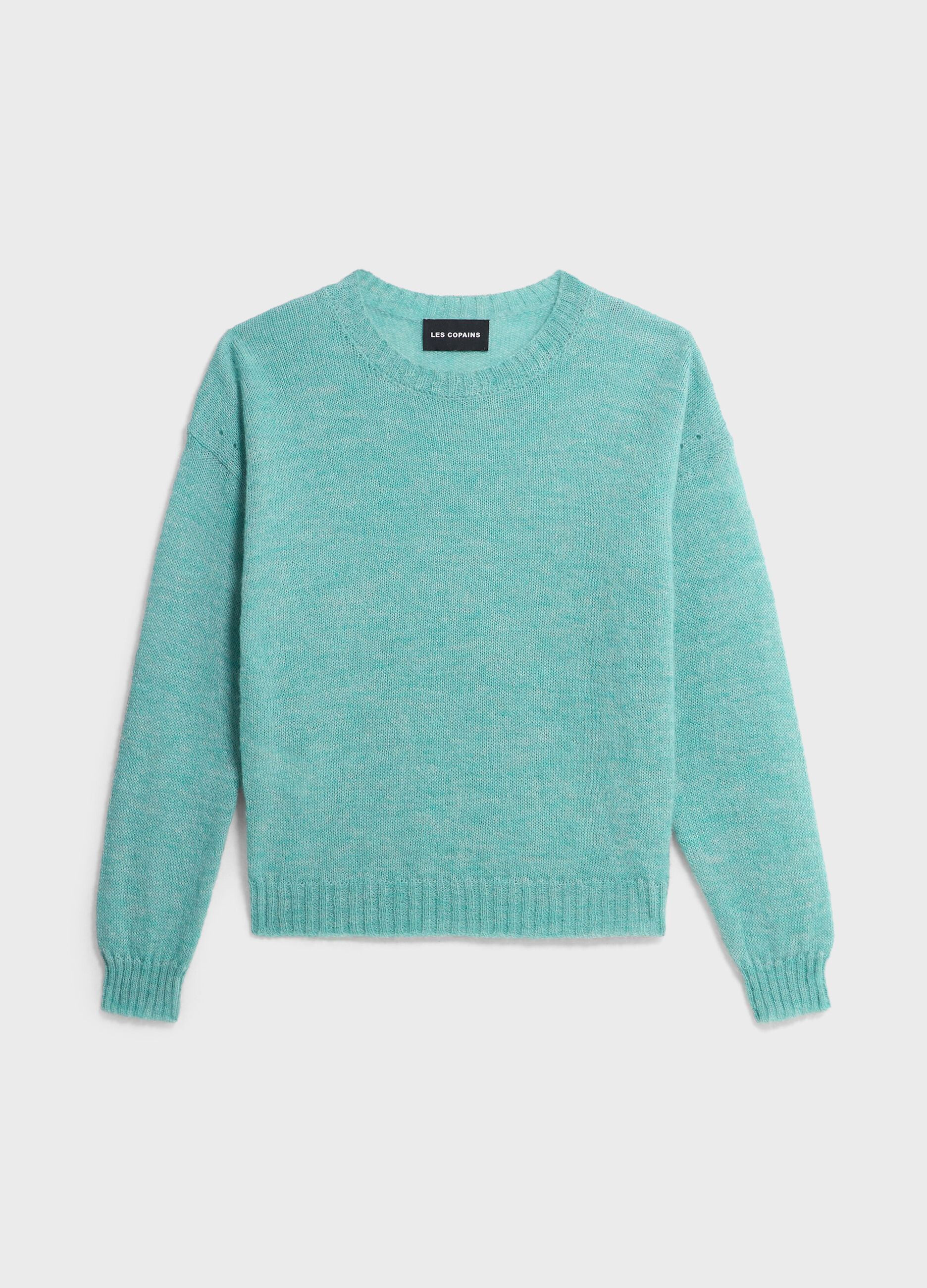 Knitted sweater with round neck