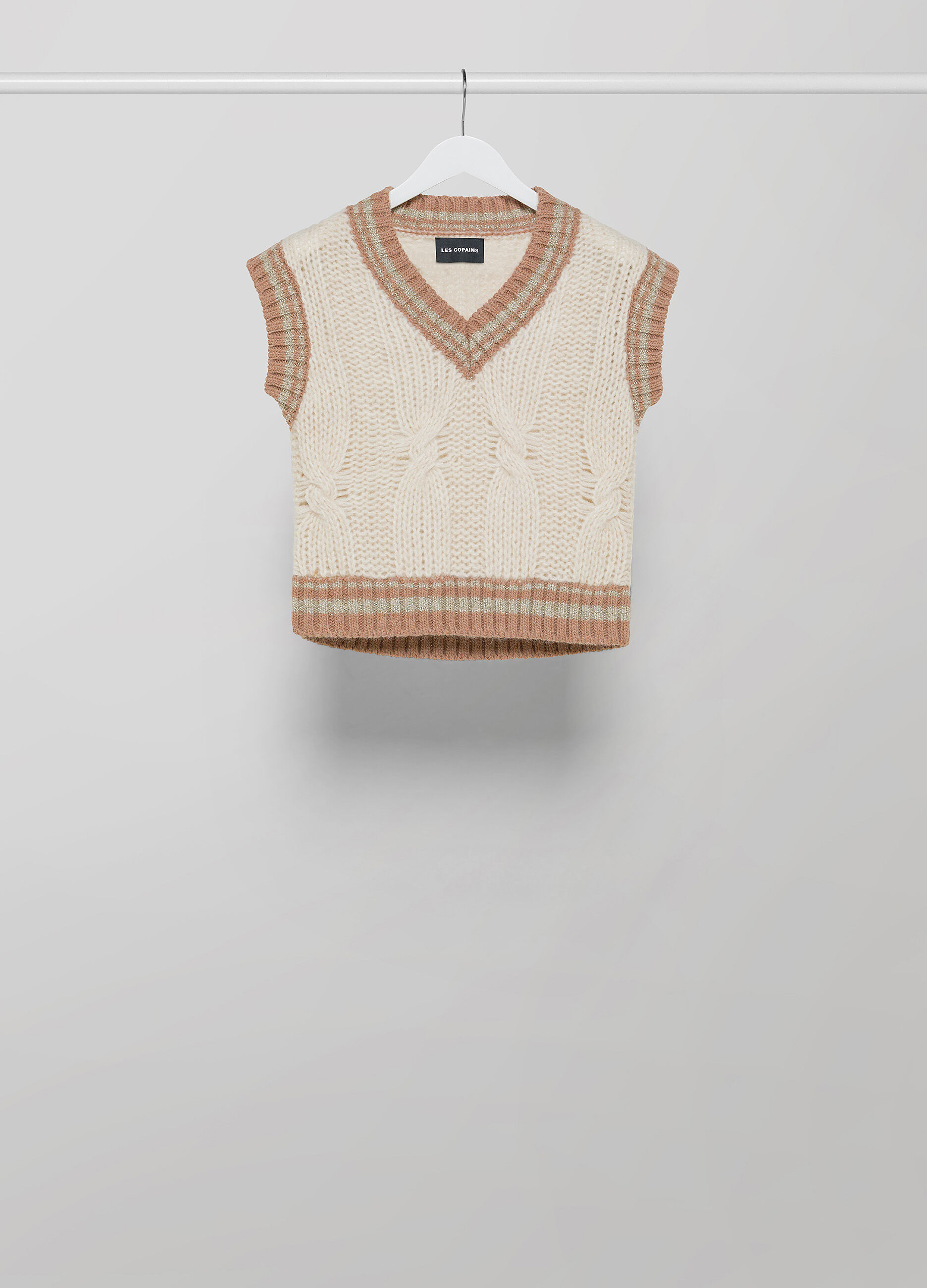 Mohair wool-blend tricot waistcoat with V-neck