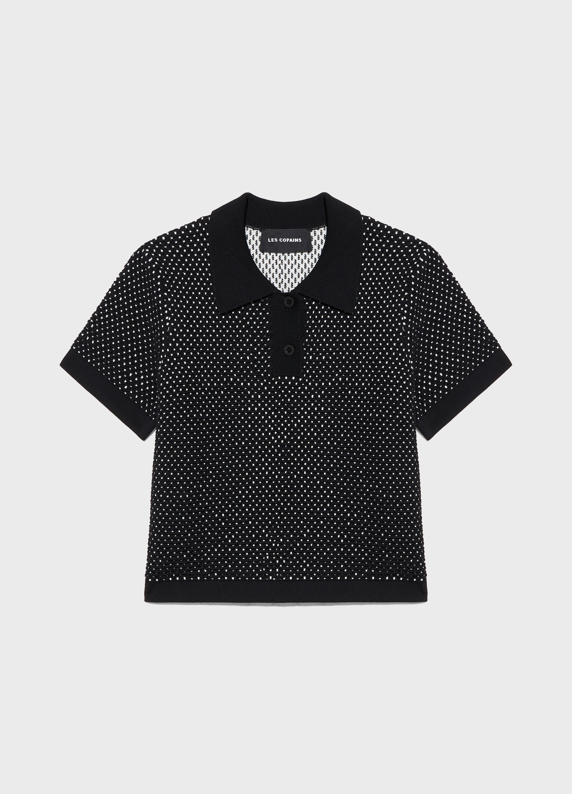 Jacquard knit tricot t-shirt with short sleeves