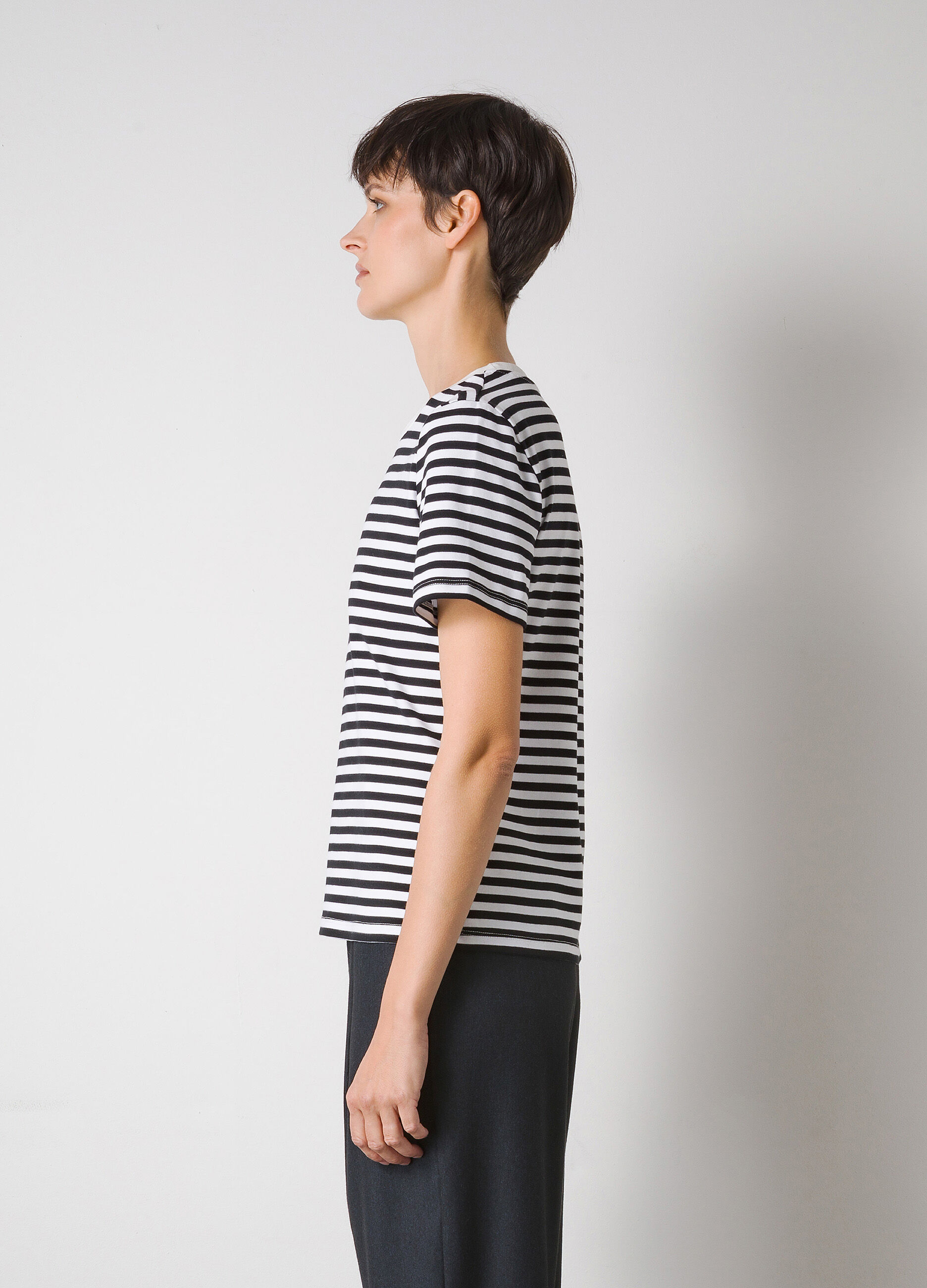 Black and white stripe 100% cotton T-shirt_3