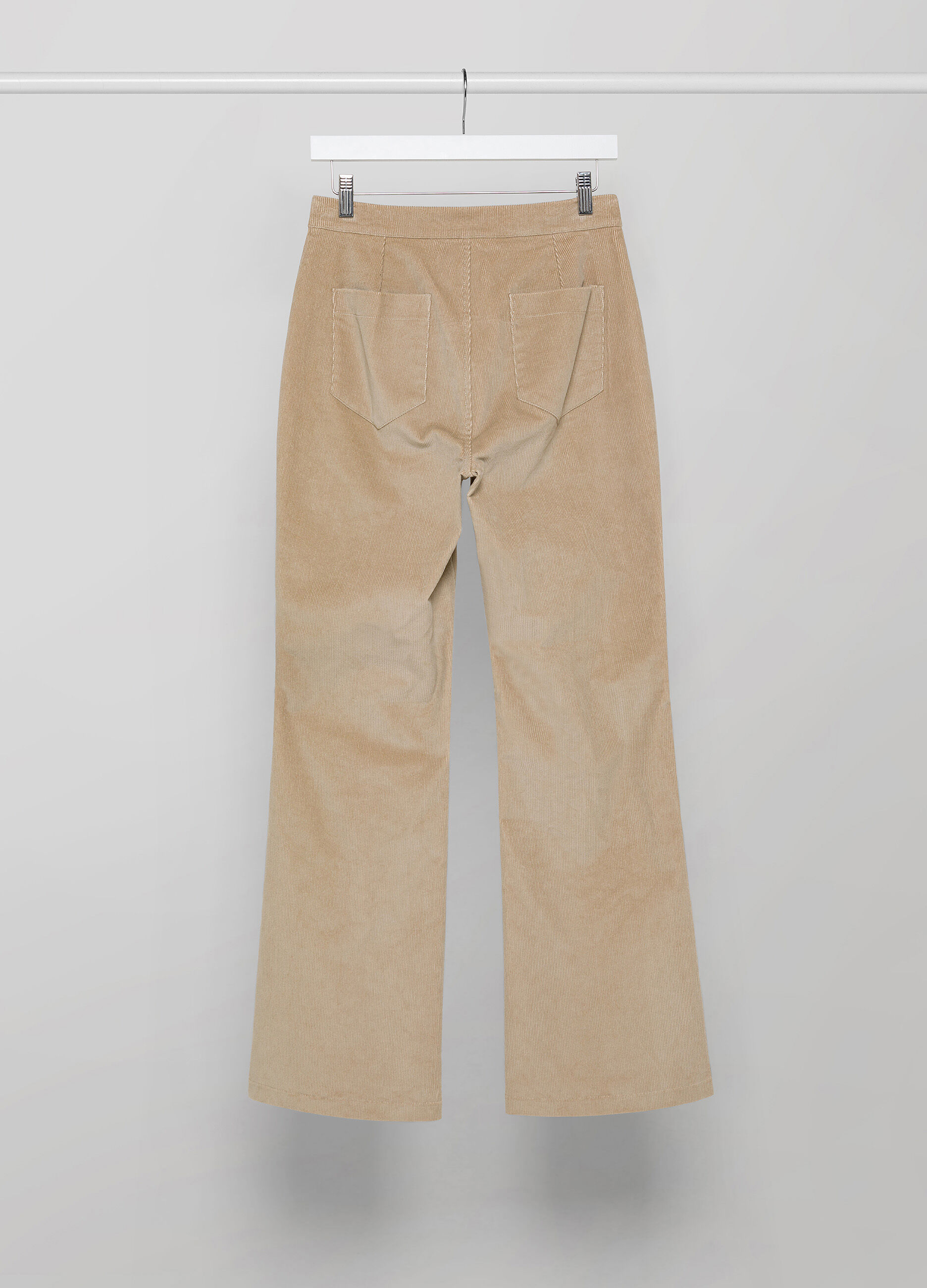 Beige Flare ribbed velvet trousers_5
