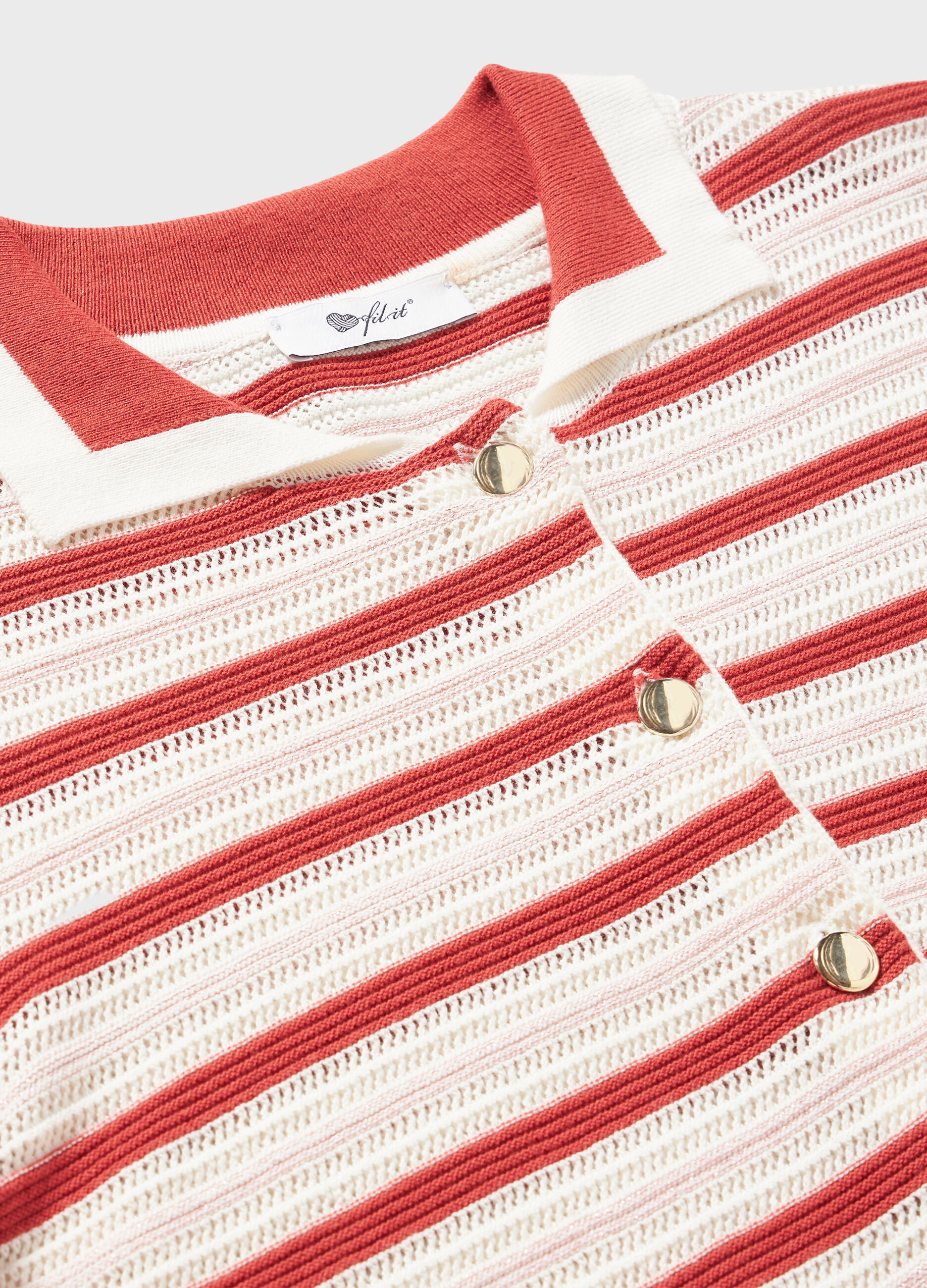 Striped cotton tricot cardigan