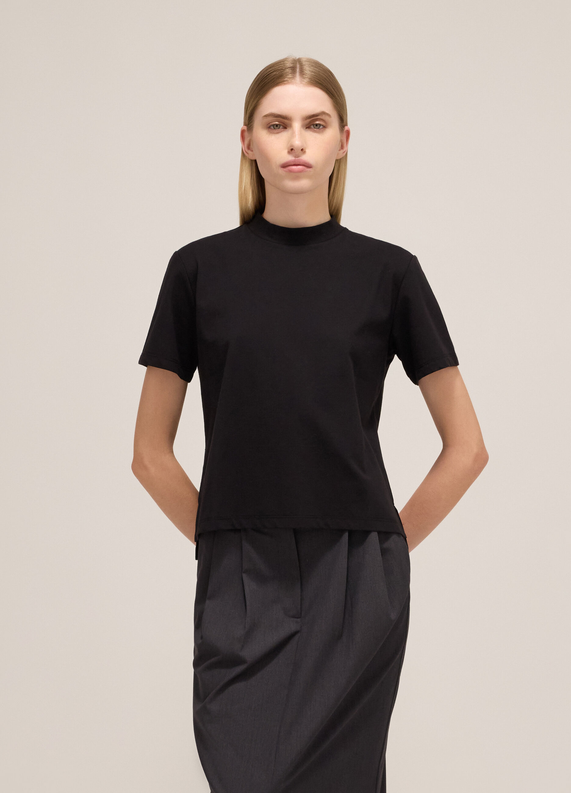 Short-sleeved T-shirt in cotton blend