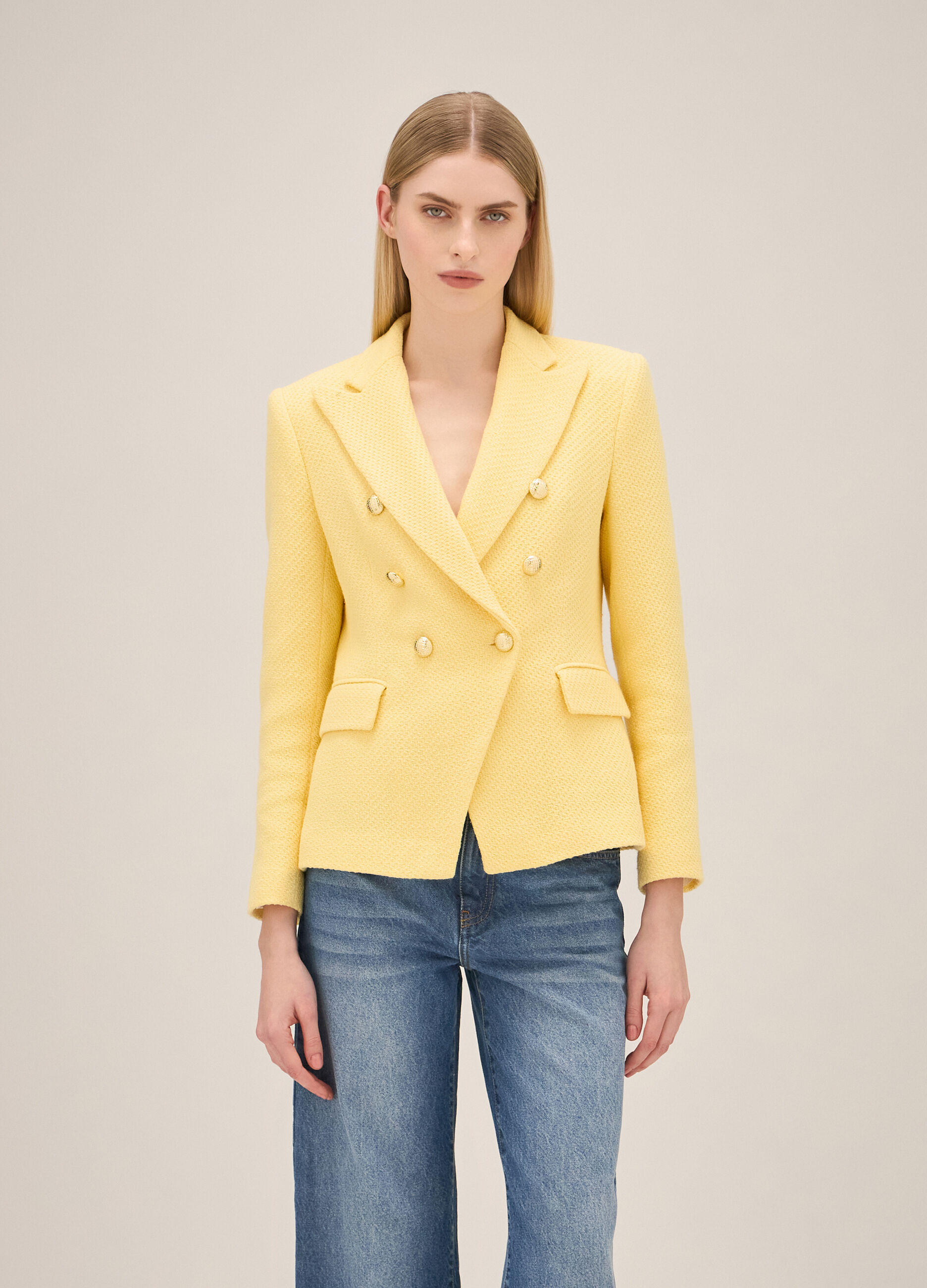 Double-breasted blazer in cotton blend_1