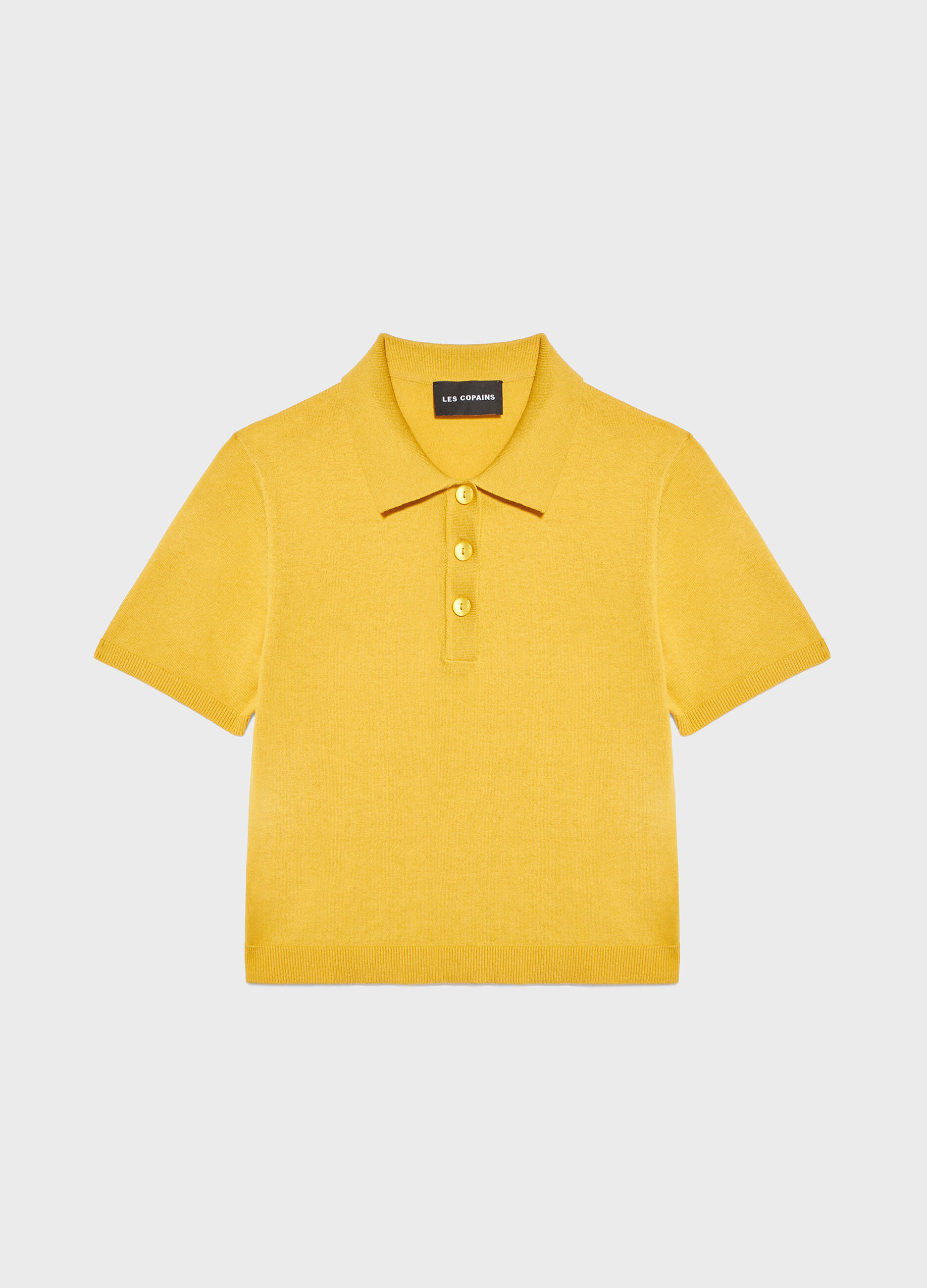 Short-sleeved tricot polo shirt in cotton and silk_4