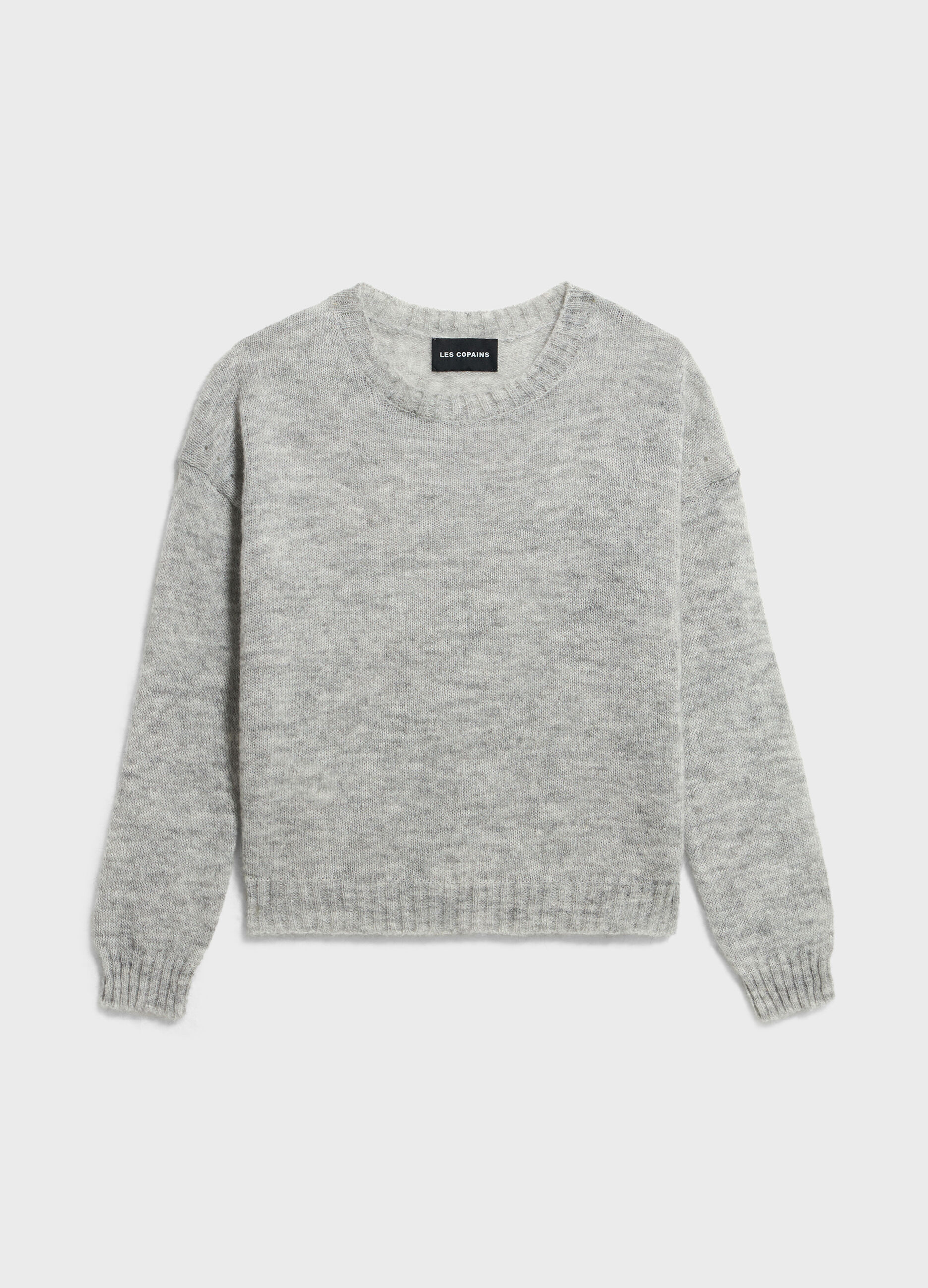 Knitted sweater with round neck