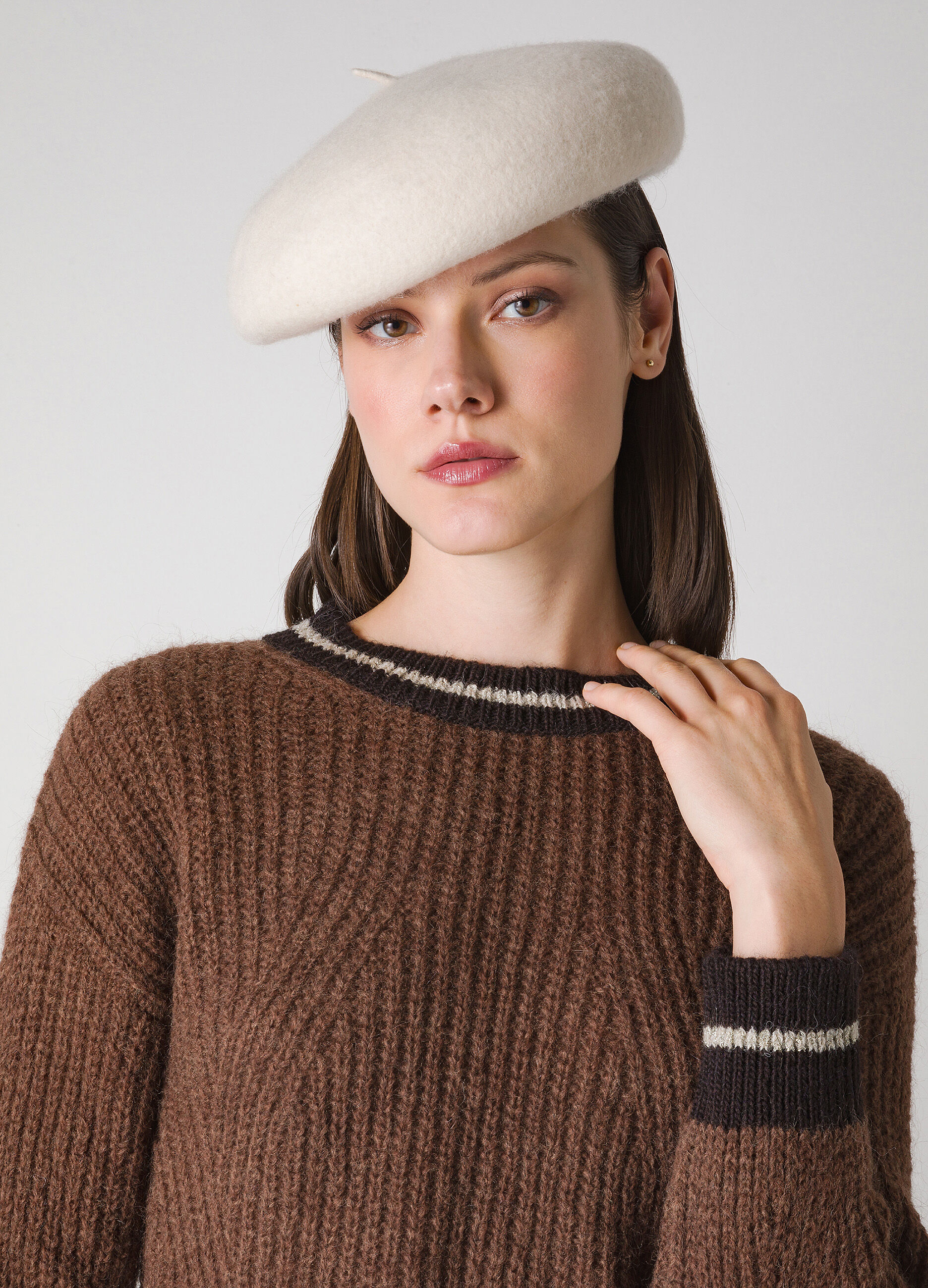 Pull en maille en laine et mohair mélangés