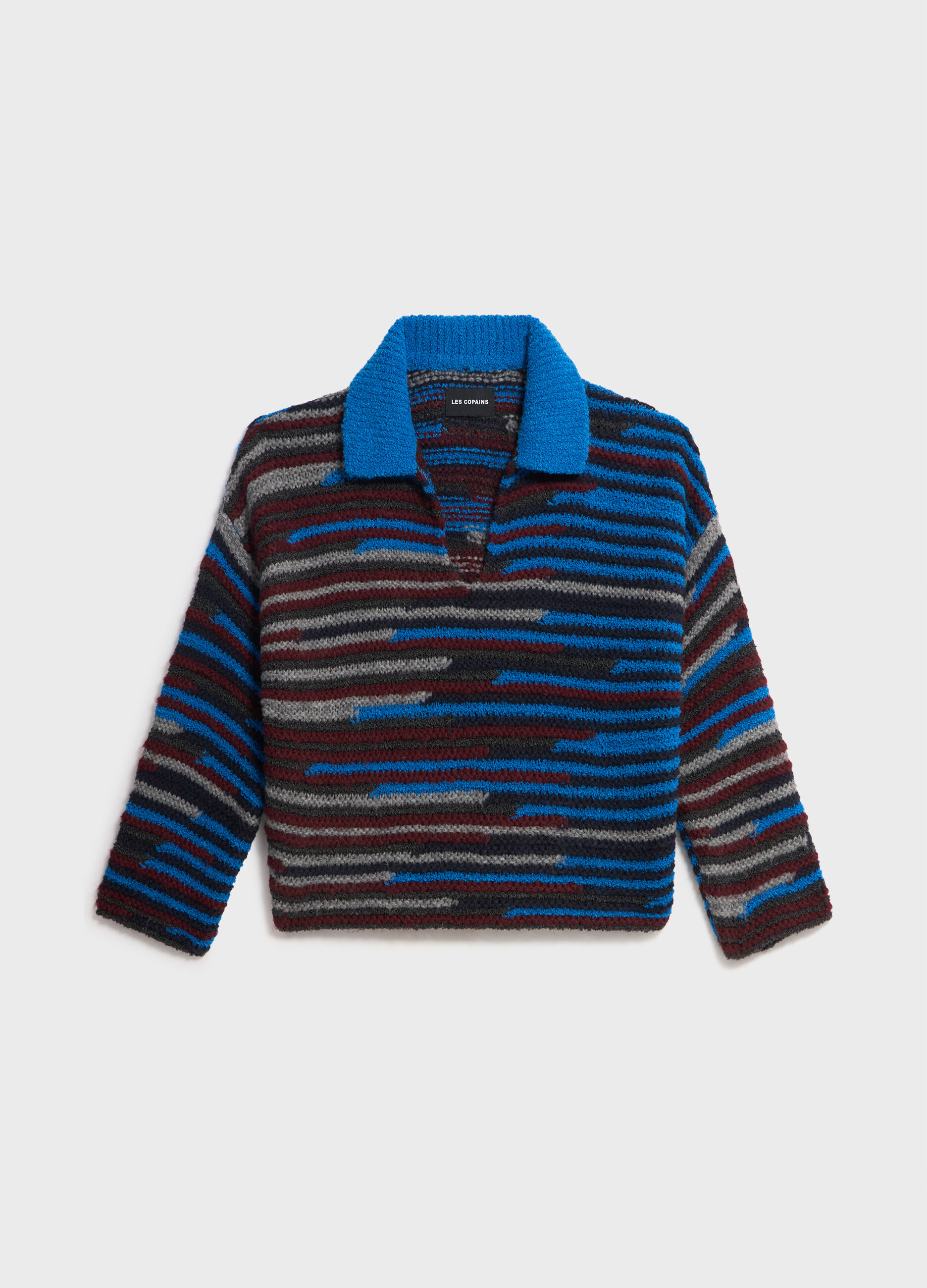 Knitted polo shirt with chunky stripes