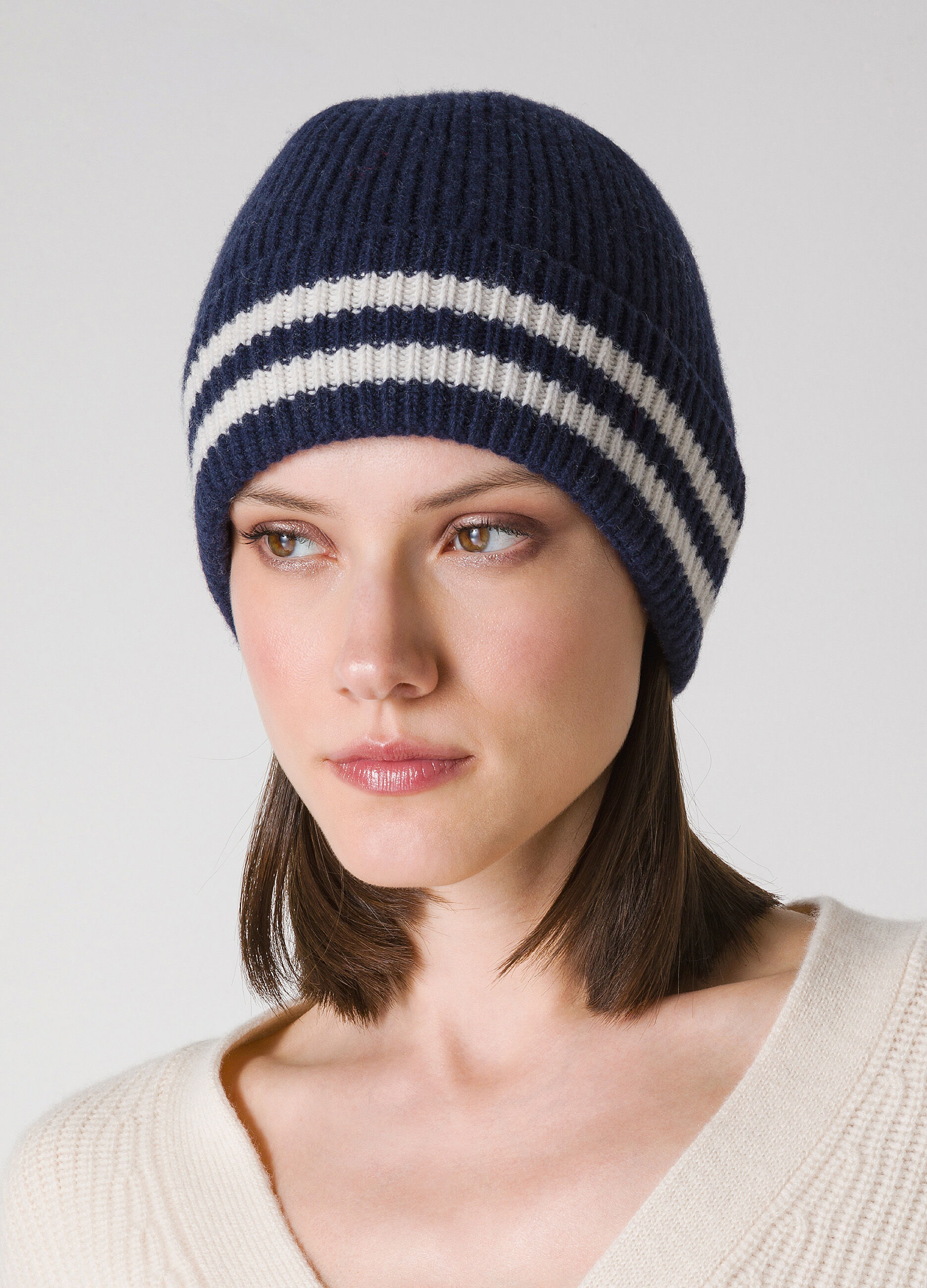 Cashmere blend beanie hat