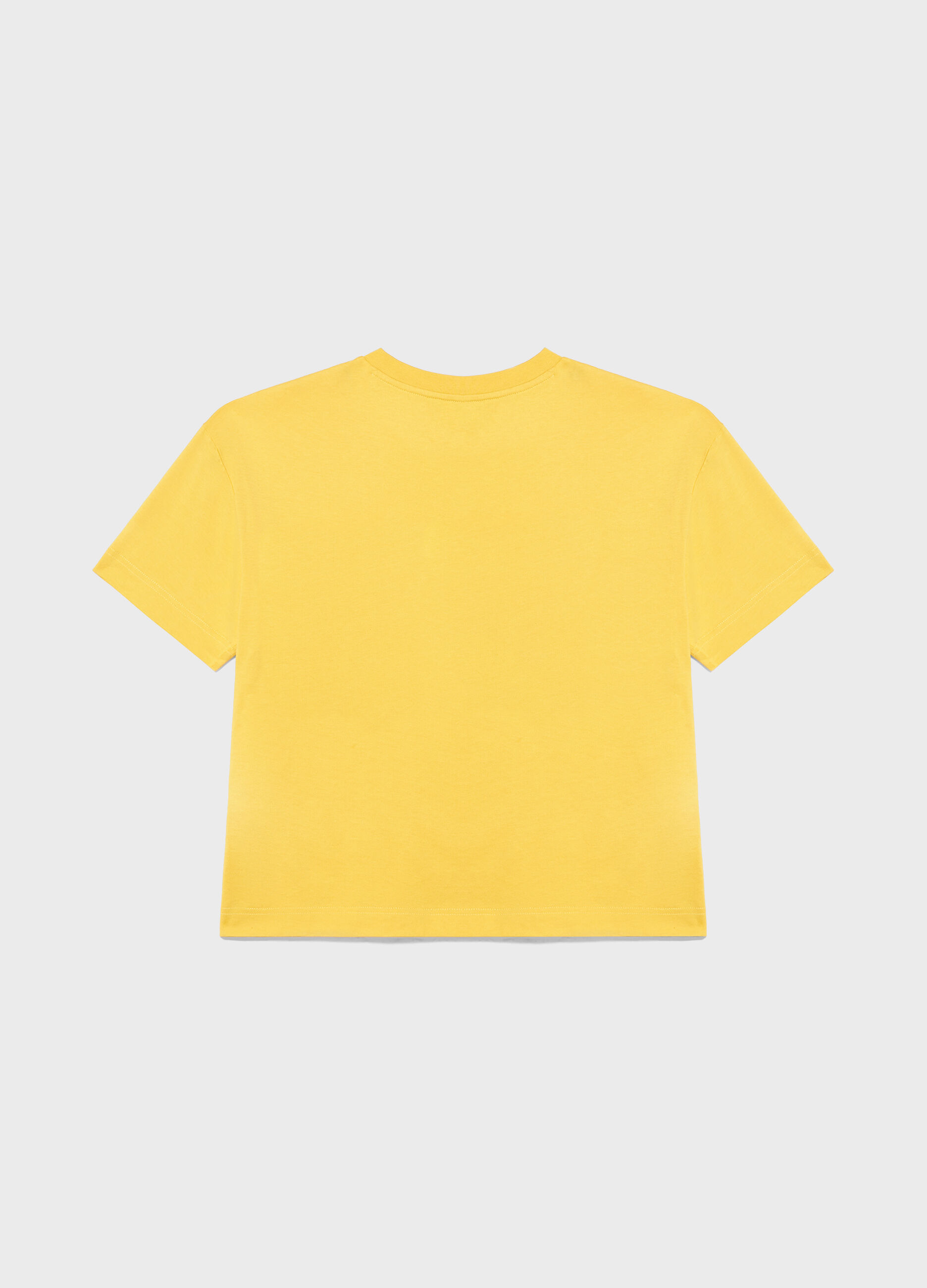 Yellow pure cotton logo T-shirt_5