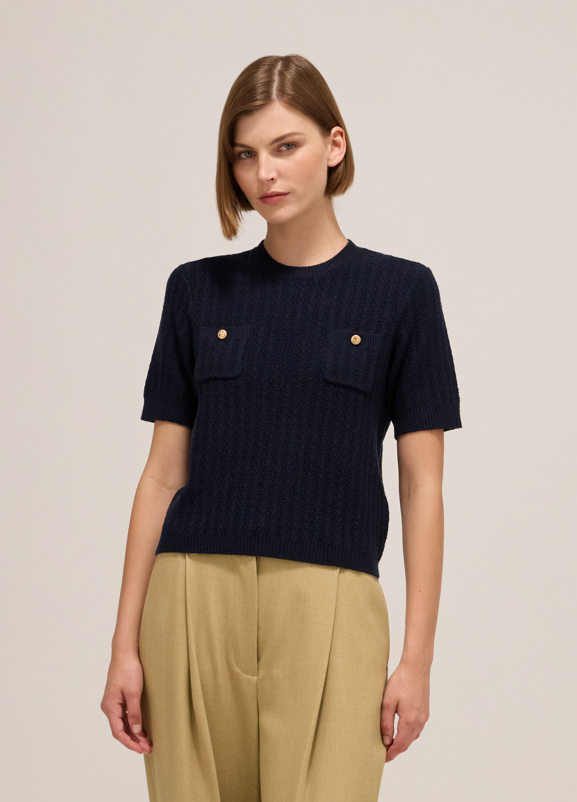 Bouclé-effect knitted top