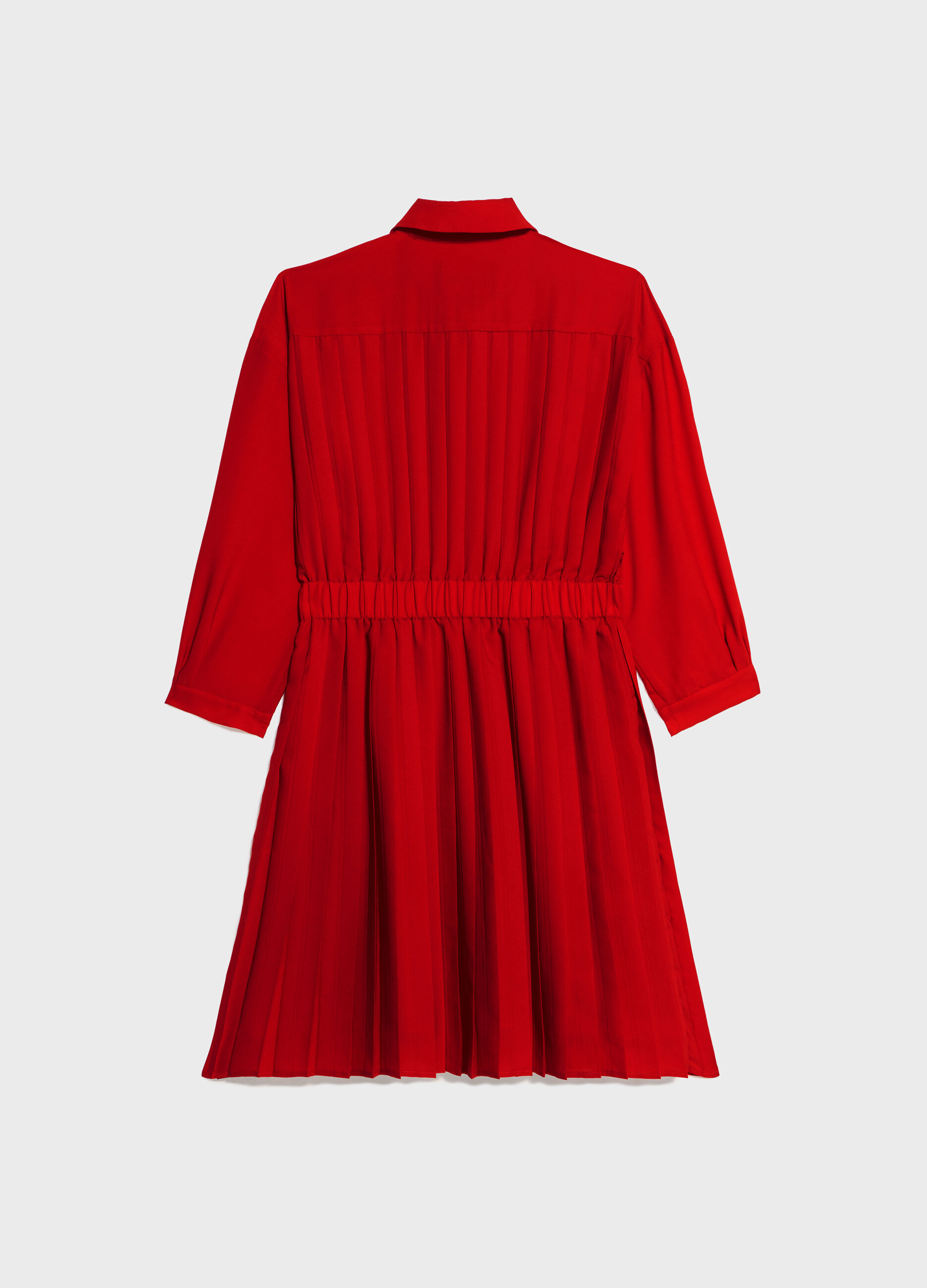 Red pleated dress_5
