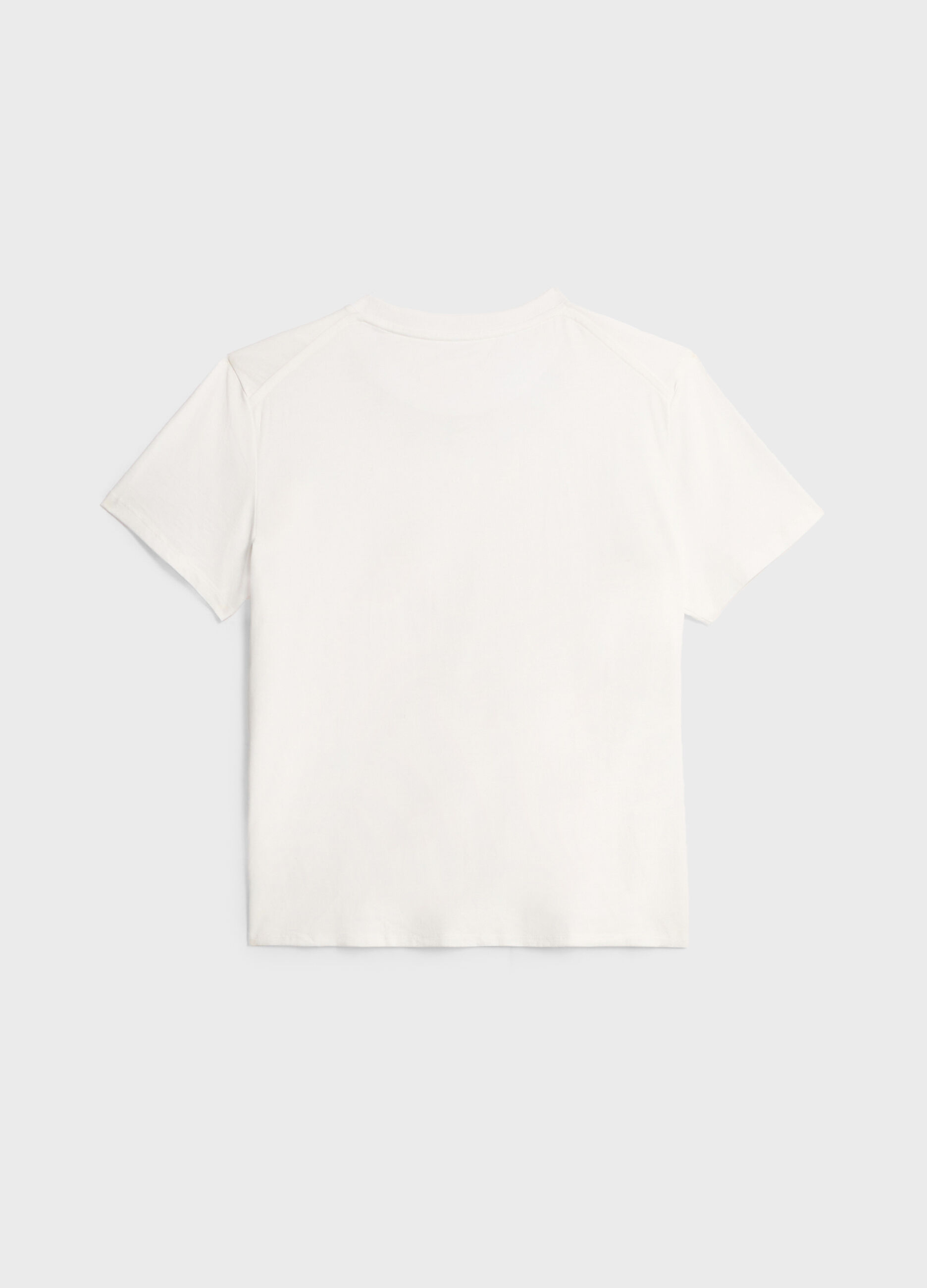 Stretch cotton T-shirt with diamantés