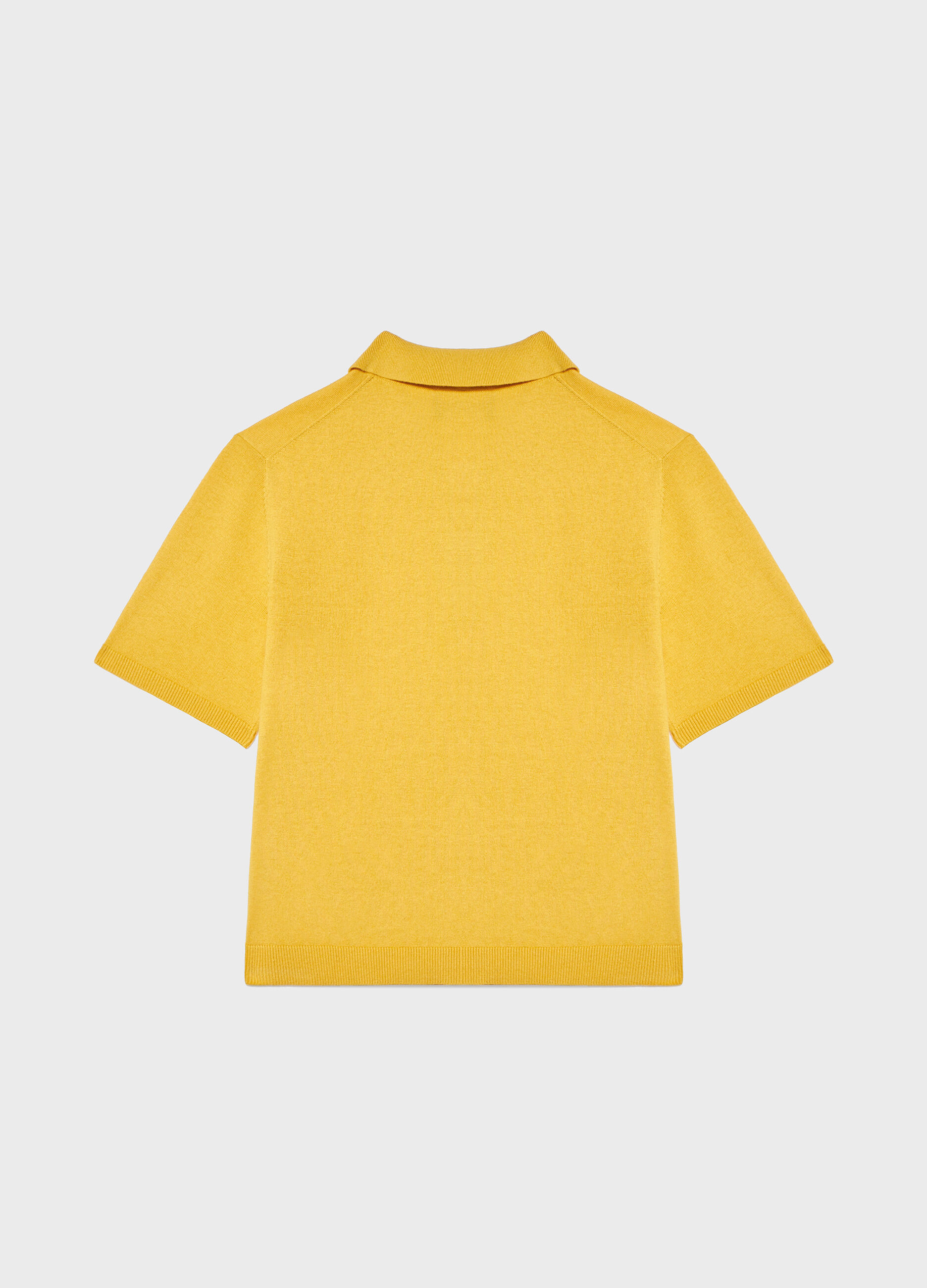 Short-sleeved tricot polo shirt in cotton and silk_5