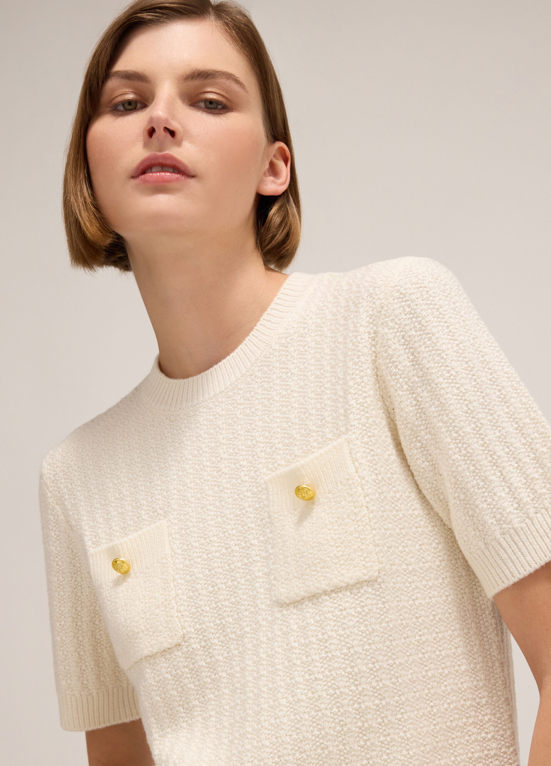 Bouclé-effect knitted top