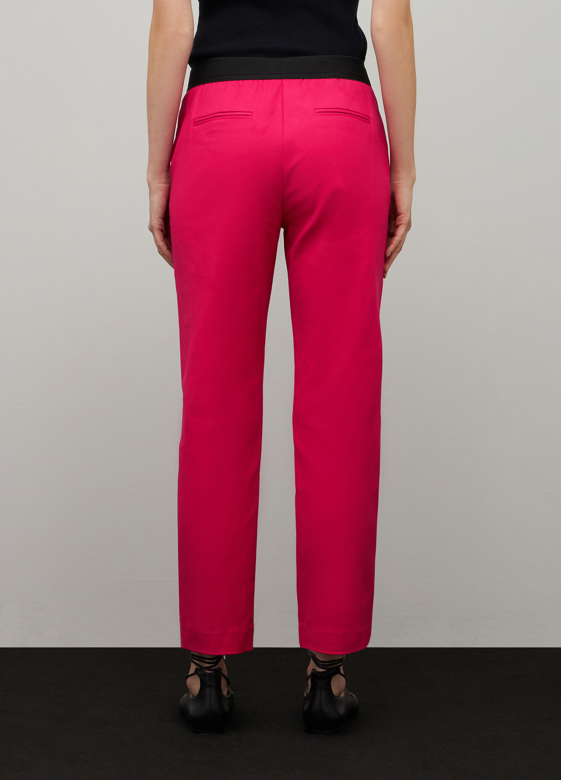 Pink cigarette trousers with elastic