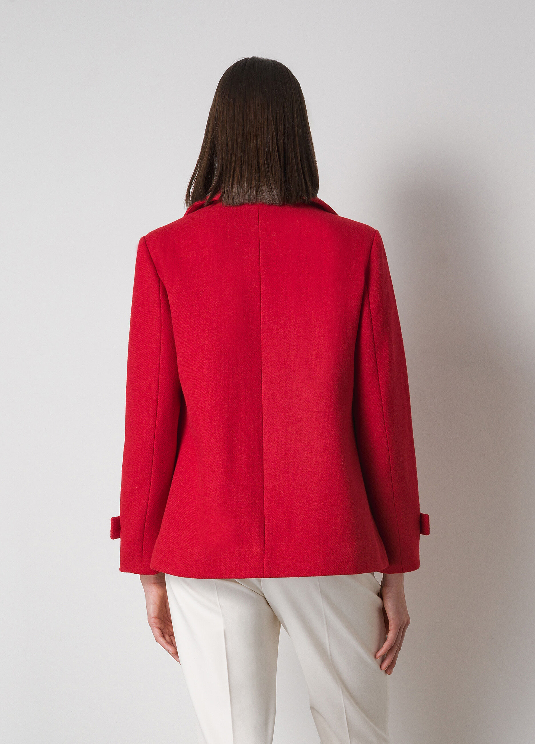 Wool-blend double-breasted coat