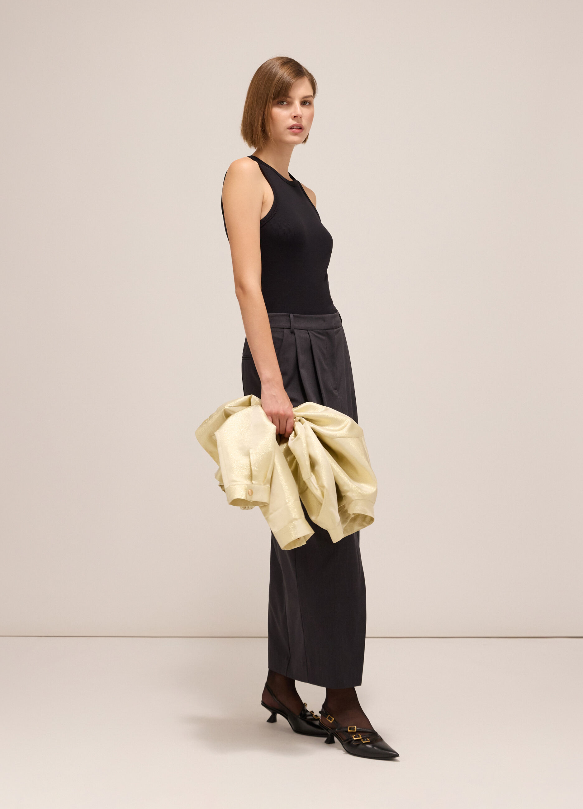 Vest in stretch cotton