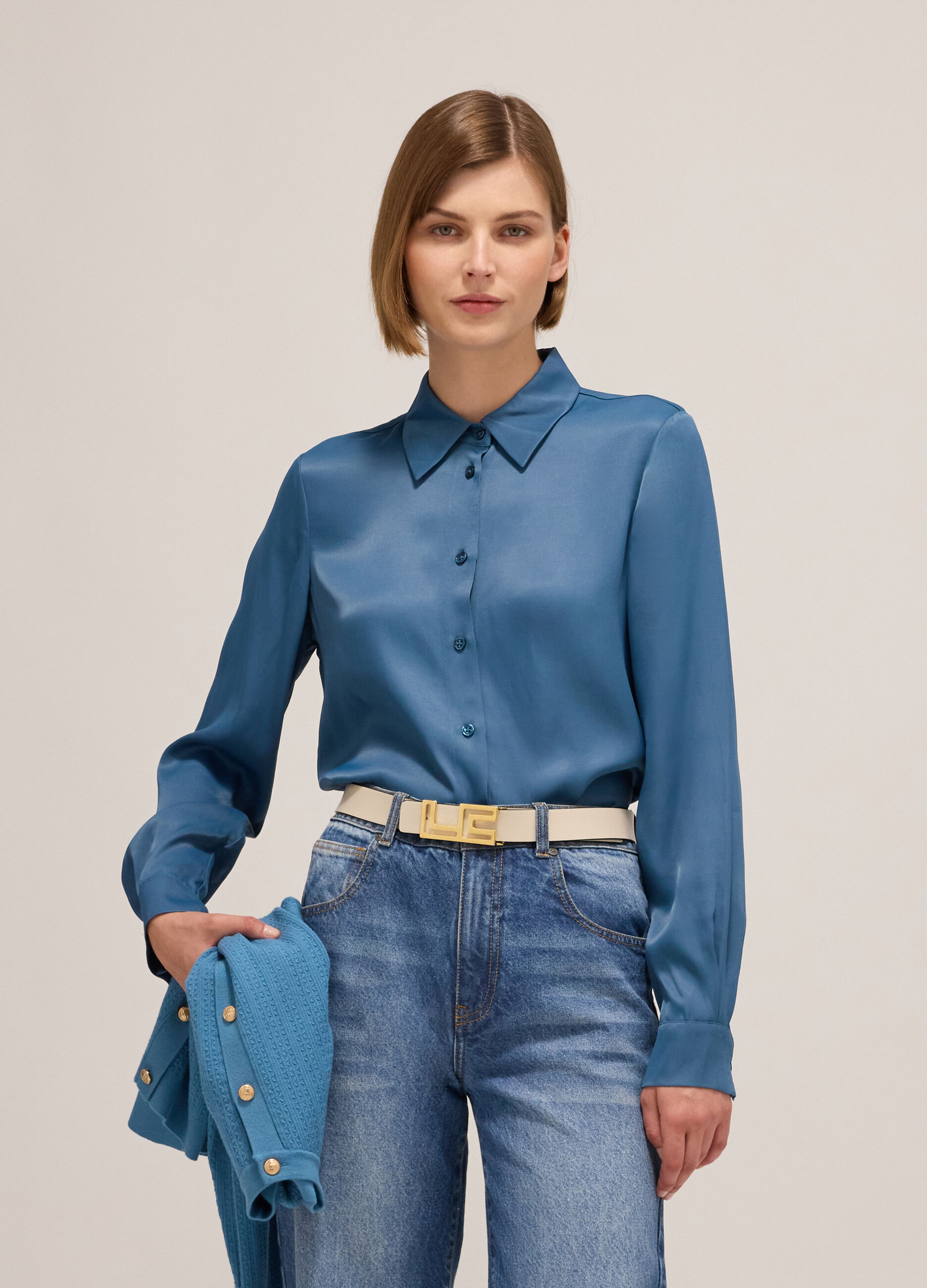 Long-sleeved shirt in viscose