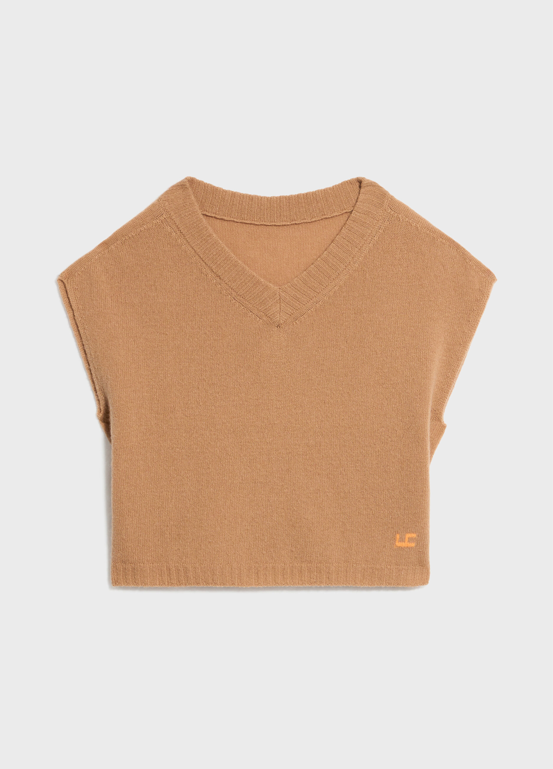 Knitted gilet in cashmere and merino wool